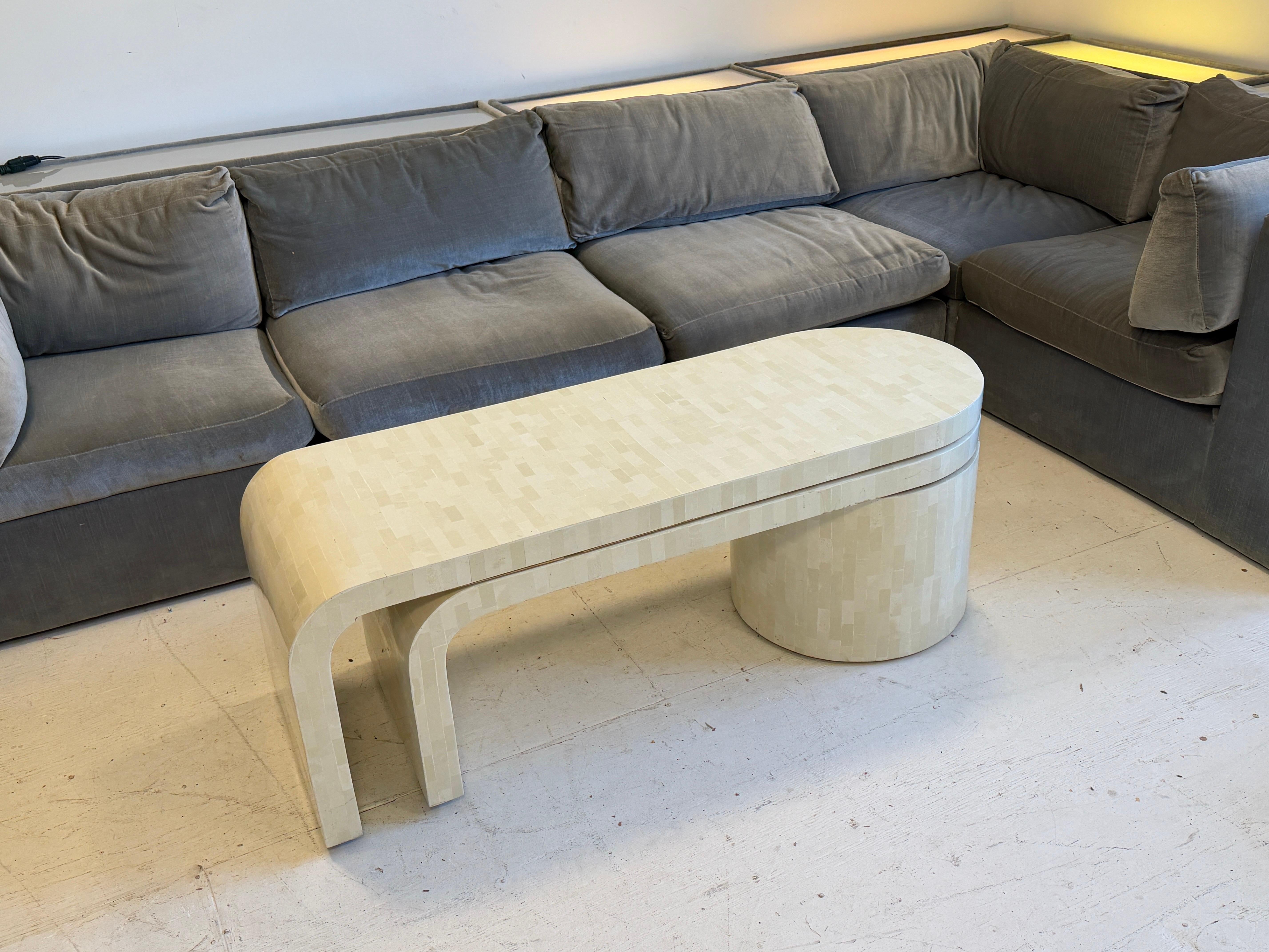 Cast Stone 1970s Tiled Stone Pivoting Low Coffee Table in the Manner of Springer For Sale