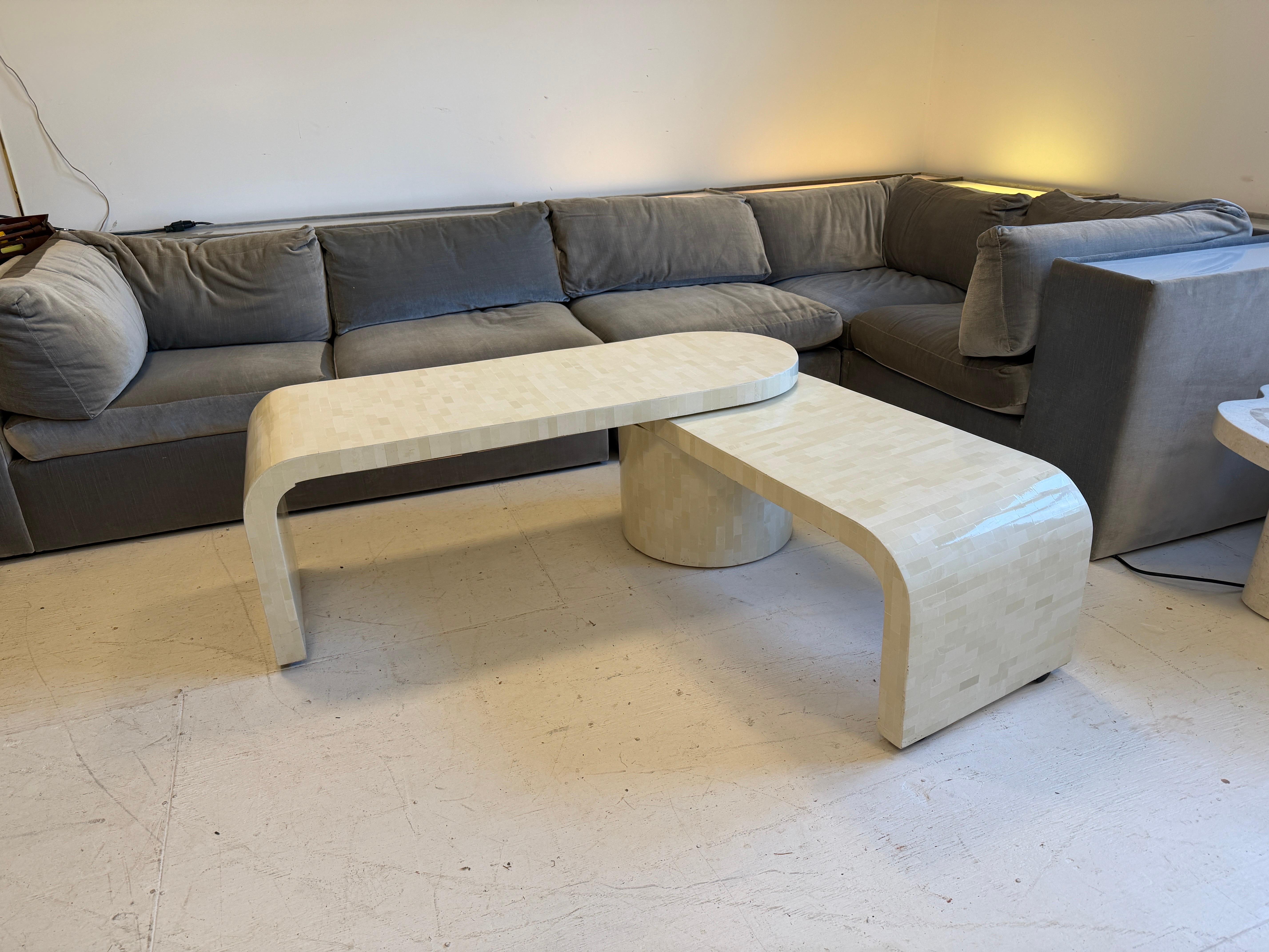 1970s Tiled Stone Pivoting Low Coffee Table in the Manner of Springer For Sale 1