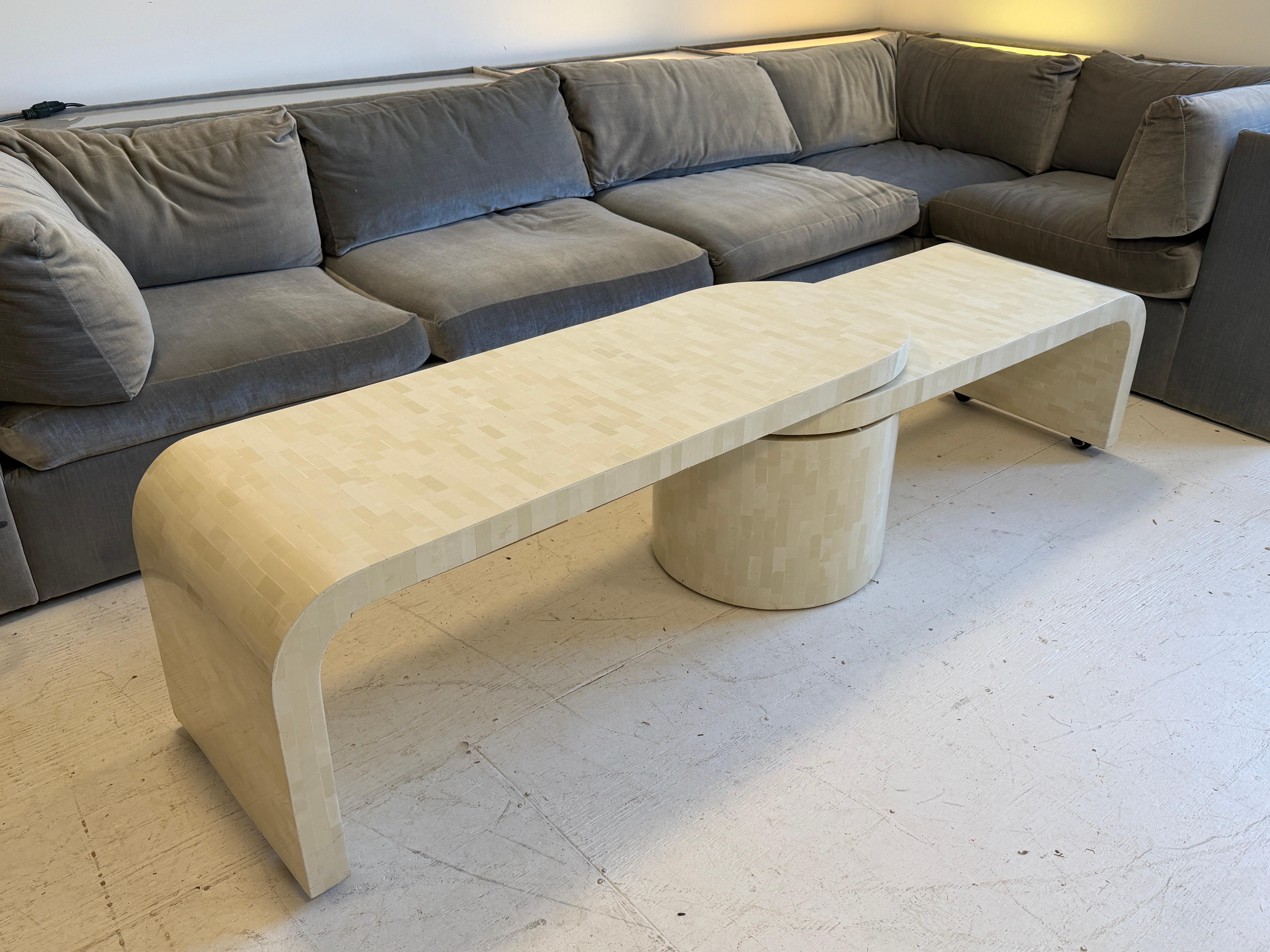 1970s Tiled Stone Pivoting Low Coffee Table in the Manner of Springer For Sale 3
