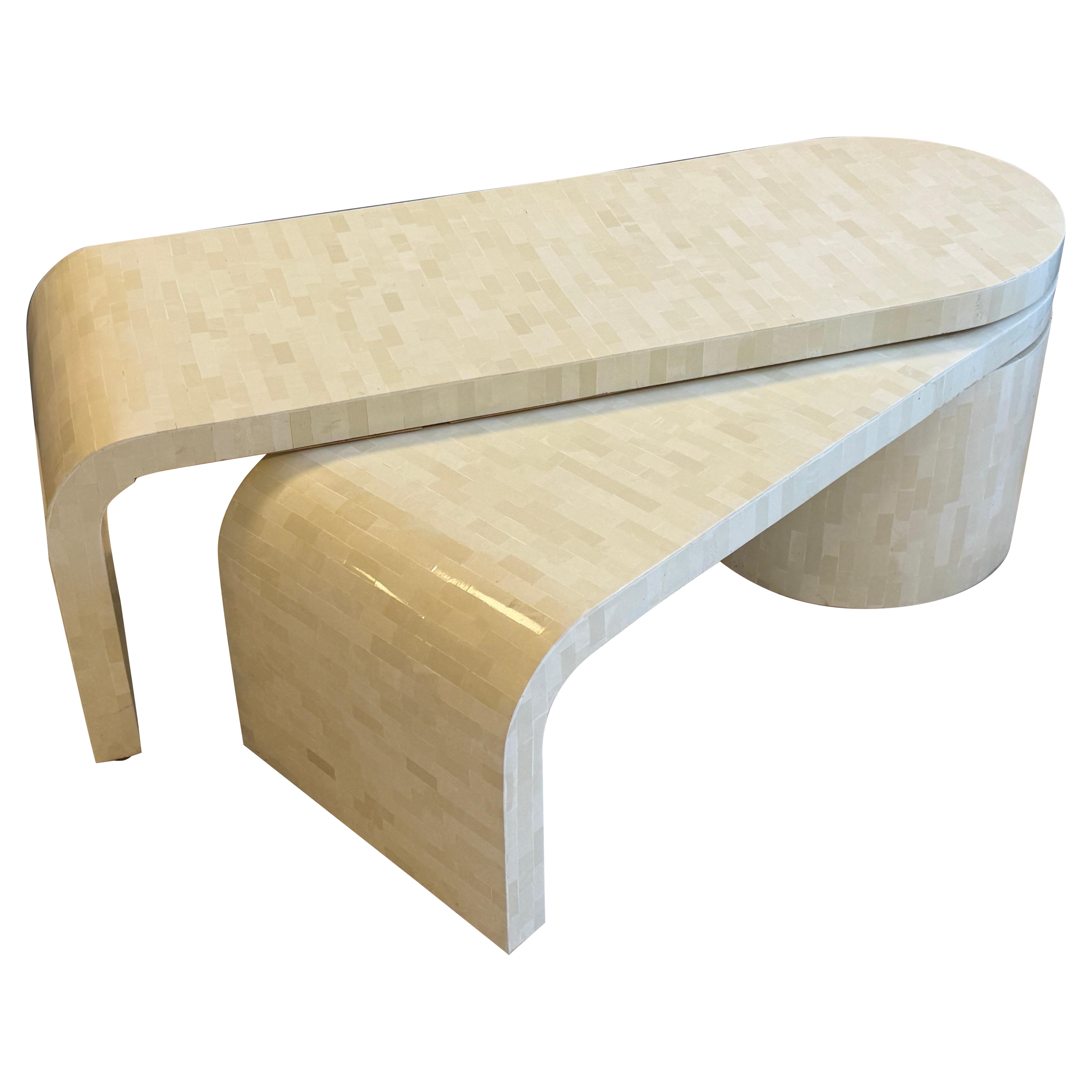 1970s Tiled Stone Pivoting Low Coffee Table in the Manner of Springer For Sale