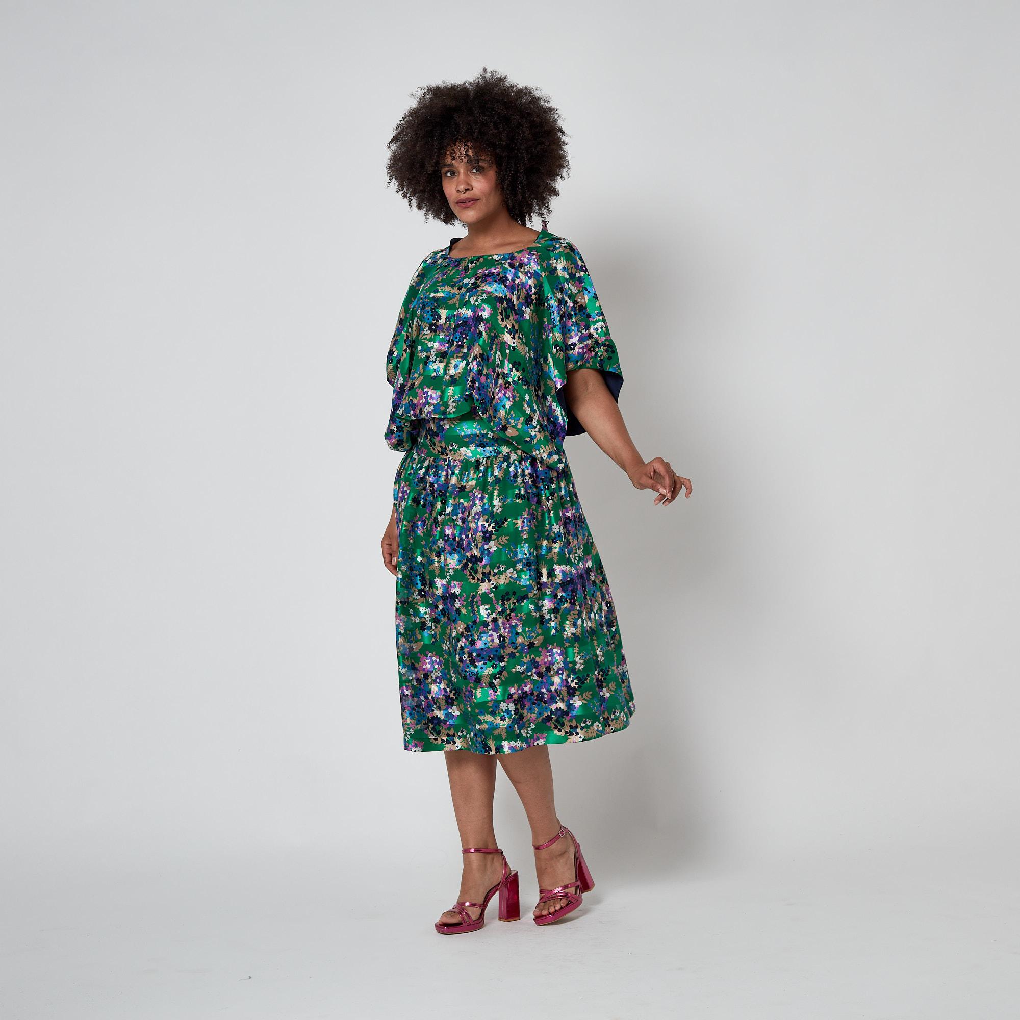 1970s Tita Rossi Alta Moda Green Floral Silk Maxi Dress For Sale 3