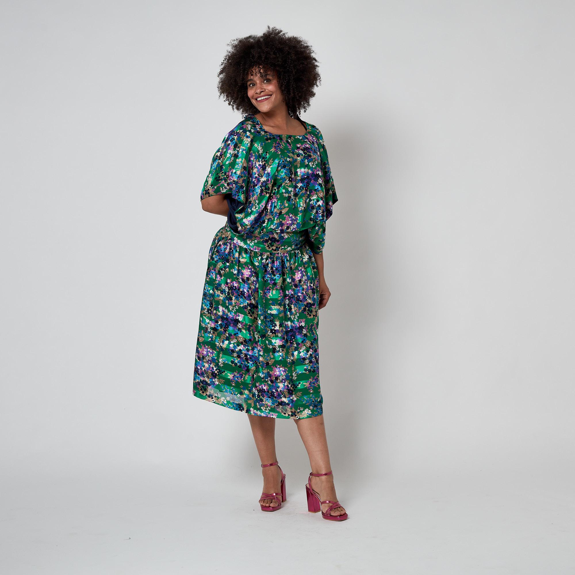1970s Tita Rossi Alta Moda Green Floral Silk Maxi Dress For Sale 4