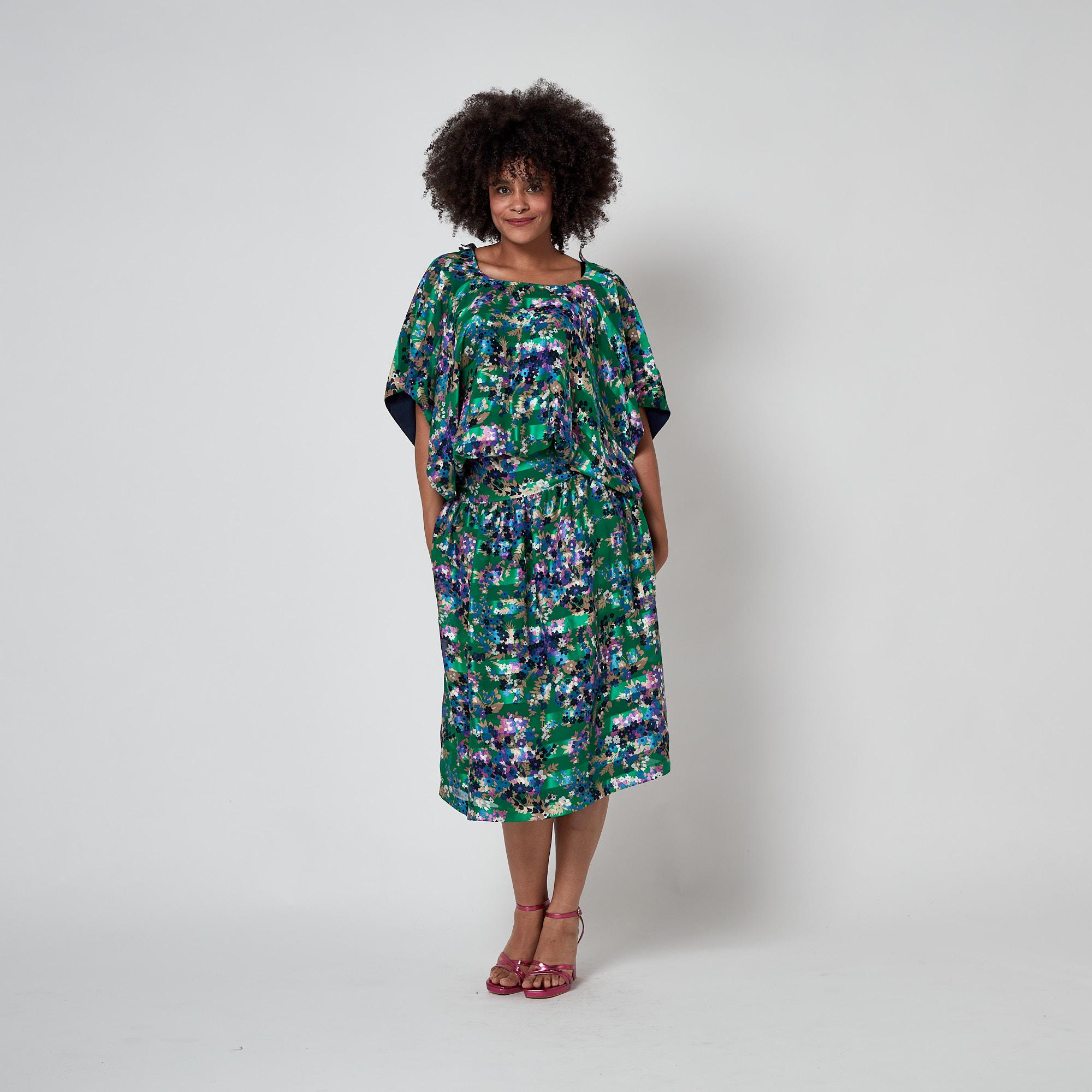1970s Tita Rossi Alta Moda Green Floral Silk Maxi Dress For Sale 5