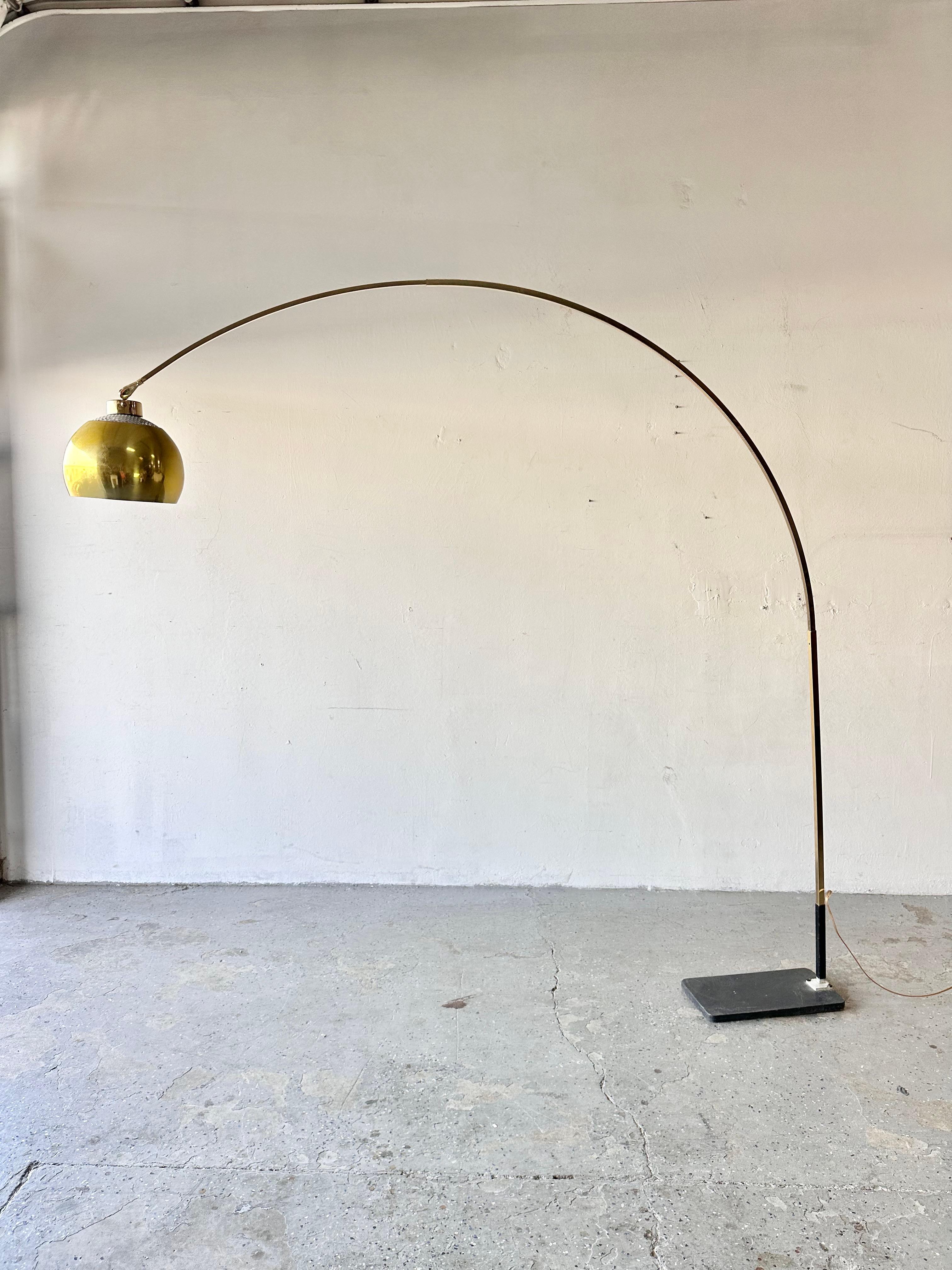 1970's to 1980's  Mid Century Modern to Post-modern Brass Arc Floor Lamp  For Sale 2