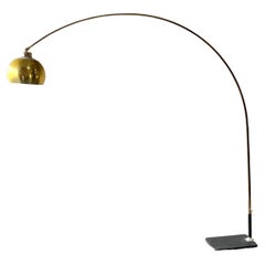 1970's to 1980's  Mid Century Modern to Post-modern Brass Arc Floor Lamp 