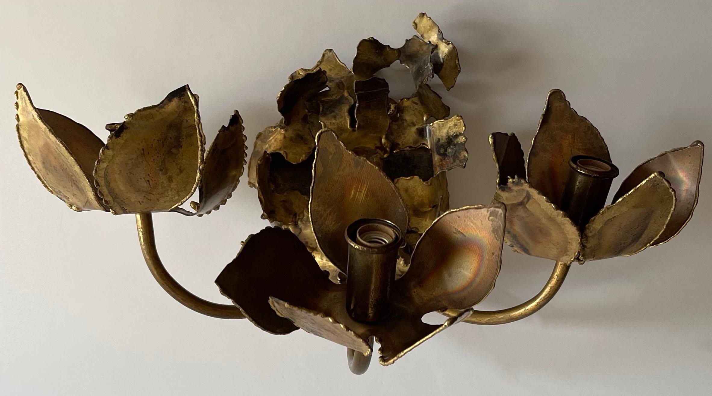 1970s Tom Greene for Feldman Brutalist Three Light Sconce For Sale 3
