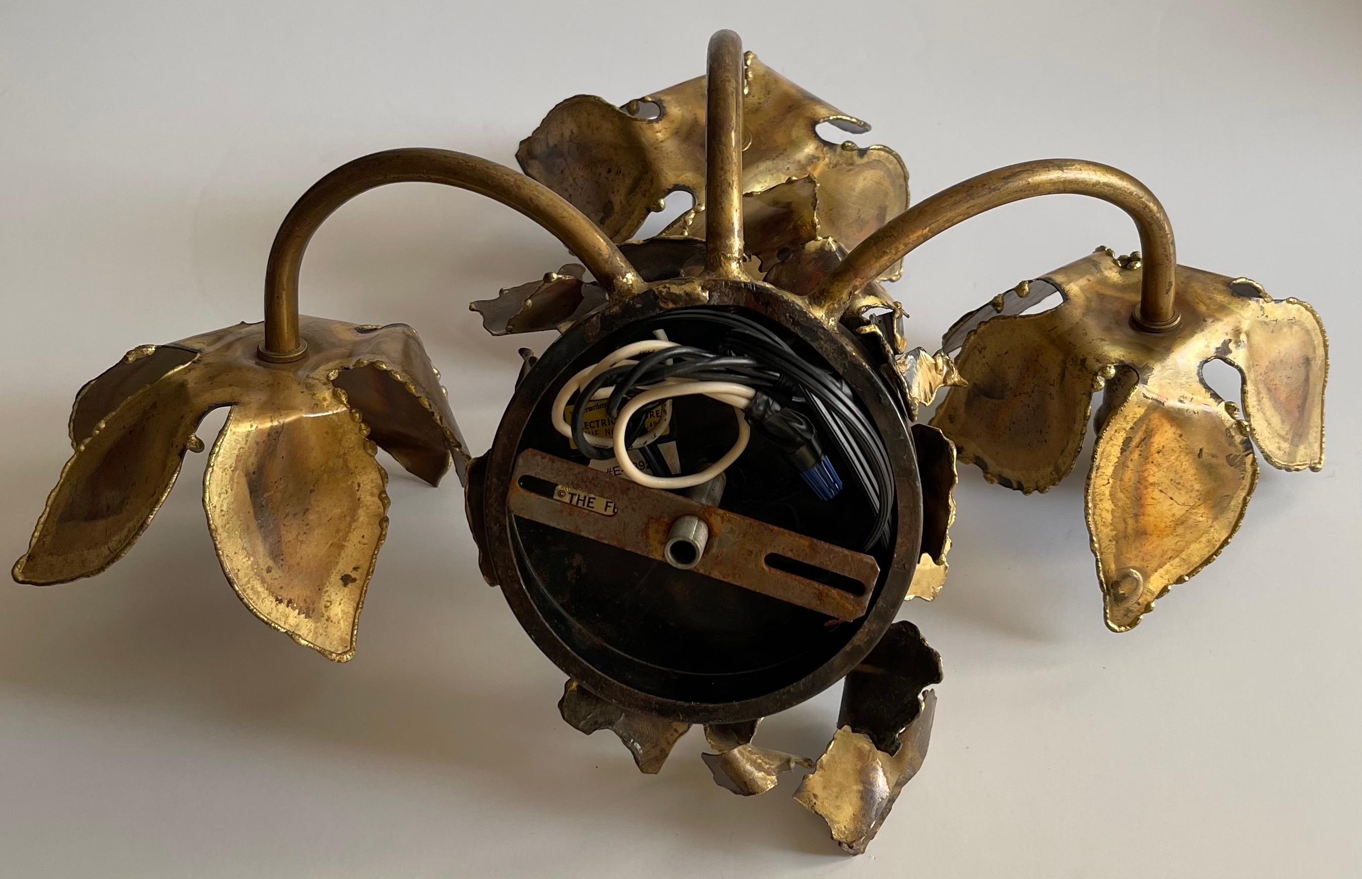 1970s Tom Greene for Feldman Brutalist Three Light Sconce For Sale 6