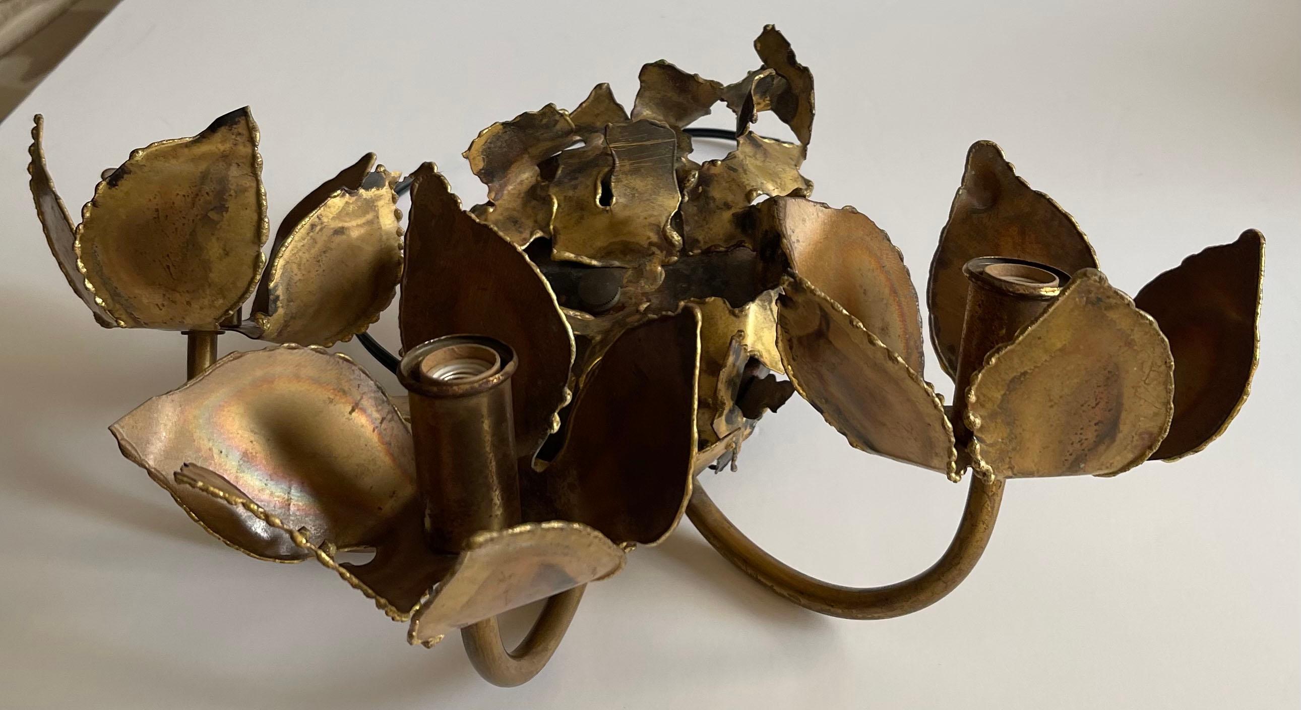 Metal 1970s Tom Greene for Feldman Brutalist Three Light Sconce For Sale
