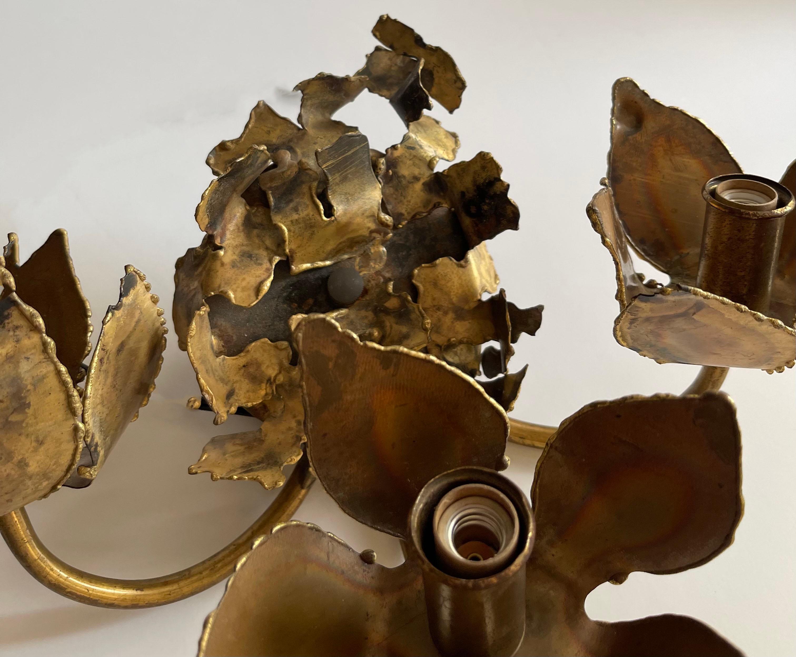 1970s Tom Greene for Feldman Brutalist Three Light Sconce For Sale 1