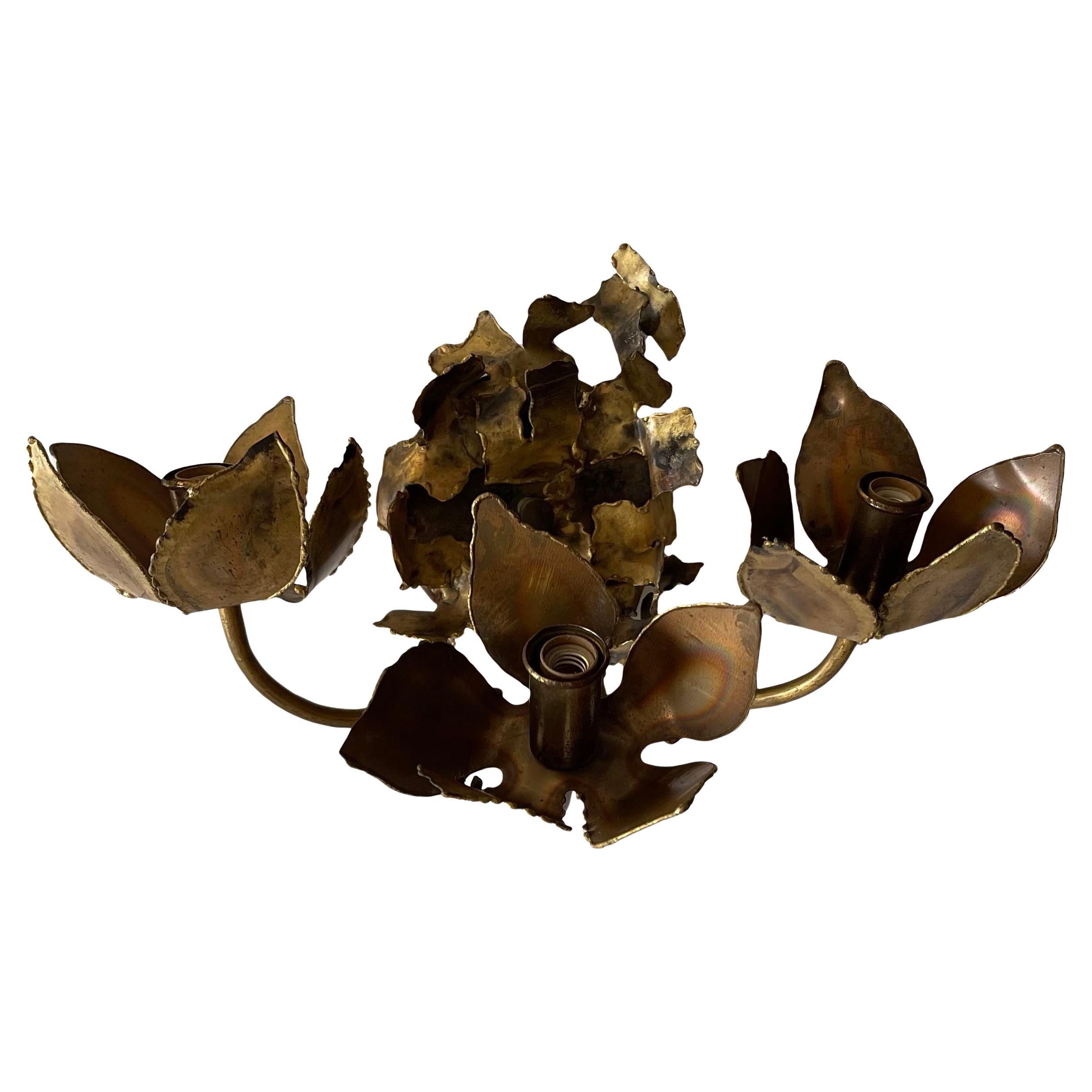 1970s Tom Greene for Feldman Brutalist Three Light Sconce For Sale