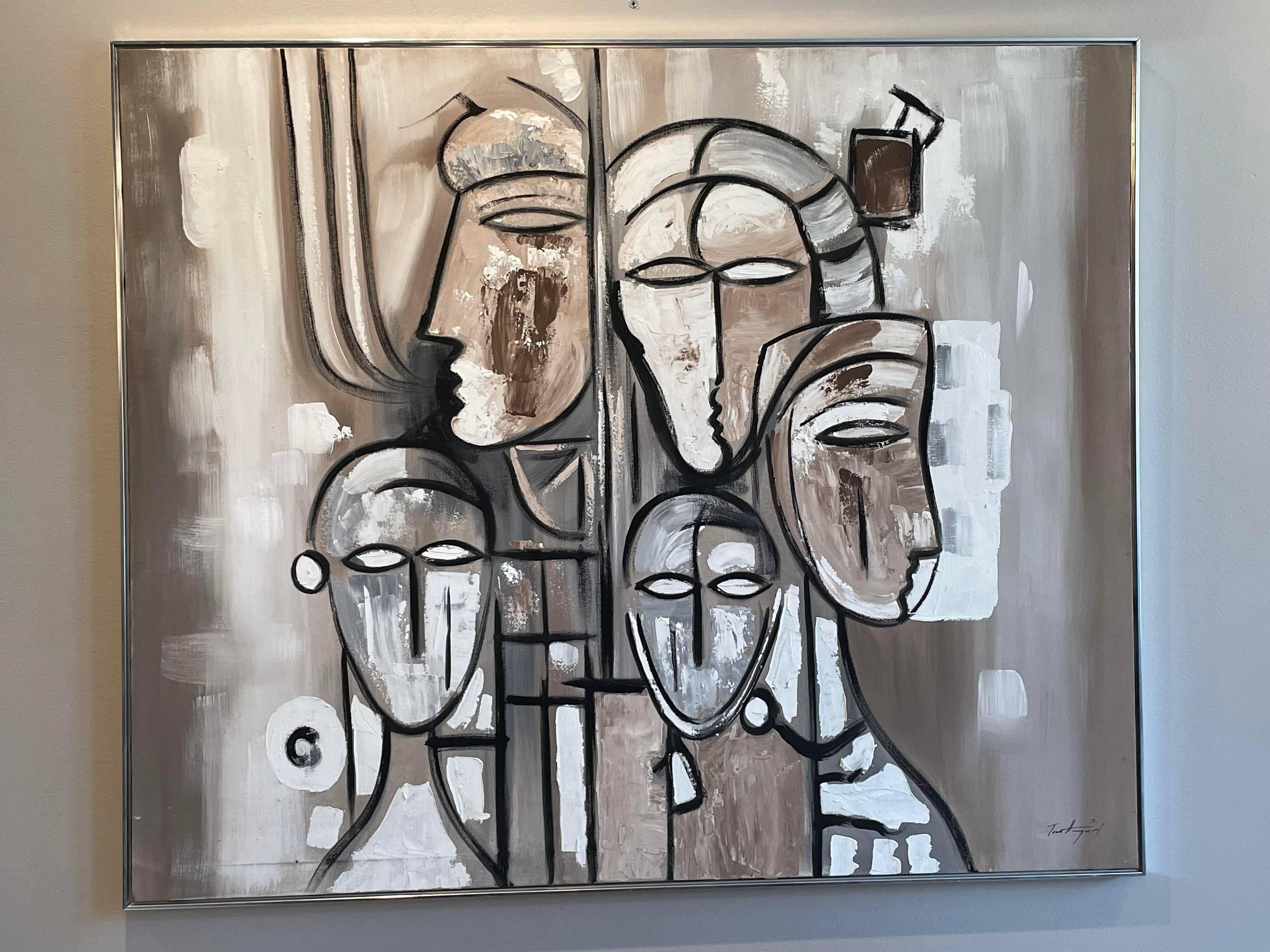 Gorgeous and show-stopping art by Tom Hayward. 5 faces in a neutral palette with texture.

Dimensions: 49