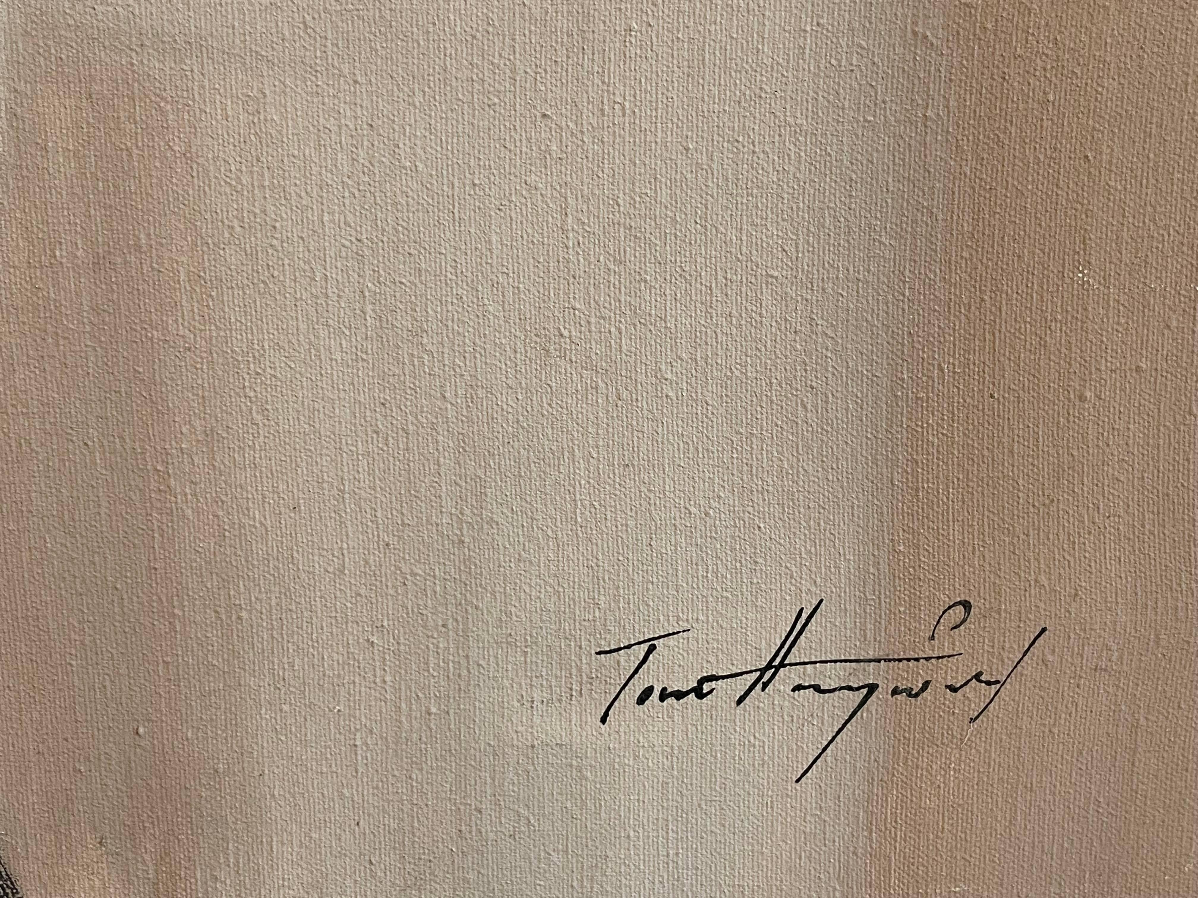 Americano Arte tessile astratta figurativa incorniciata di Tom Hayward del 1970 in vendita