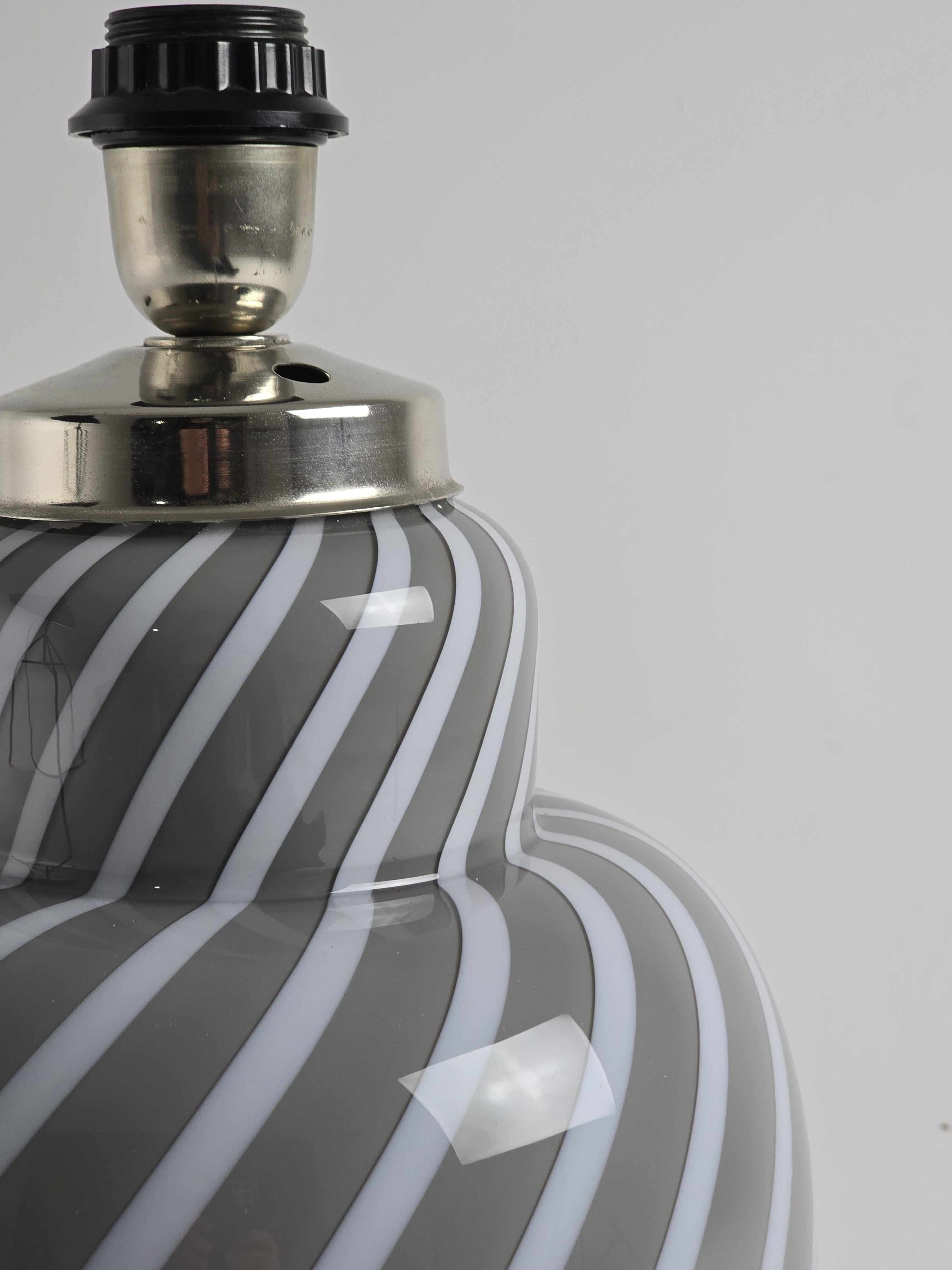 Italian 1970s Tomasso Barbi Swirl Pattern Glass Table Lamp , Italy For Sale