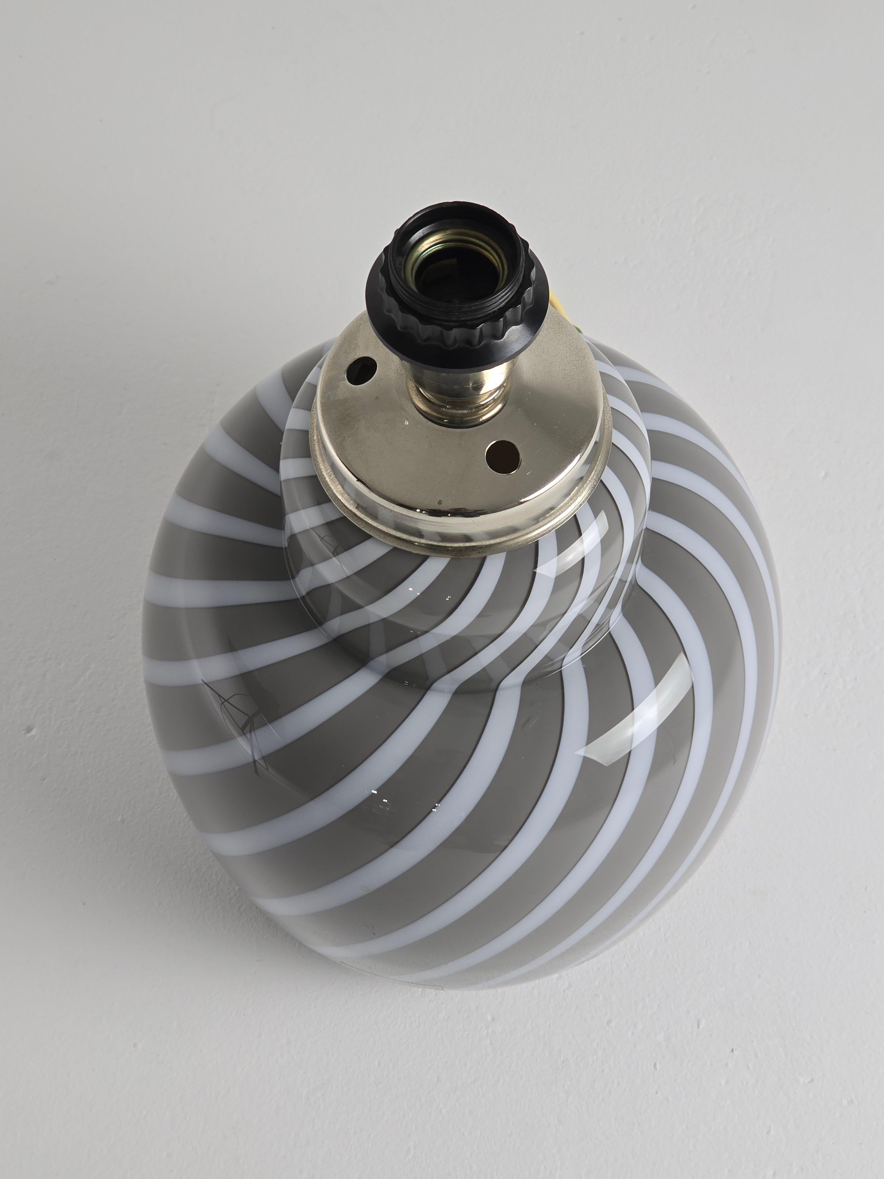 Late 20th Century 1970s Tomasso Barbi Swirl Pattern Glass Table Lamp , Italy For Sale