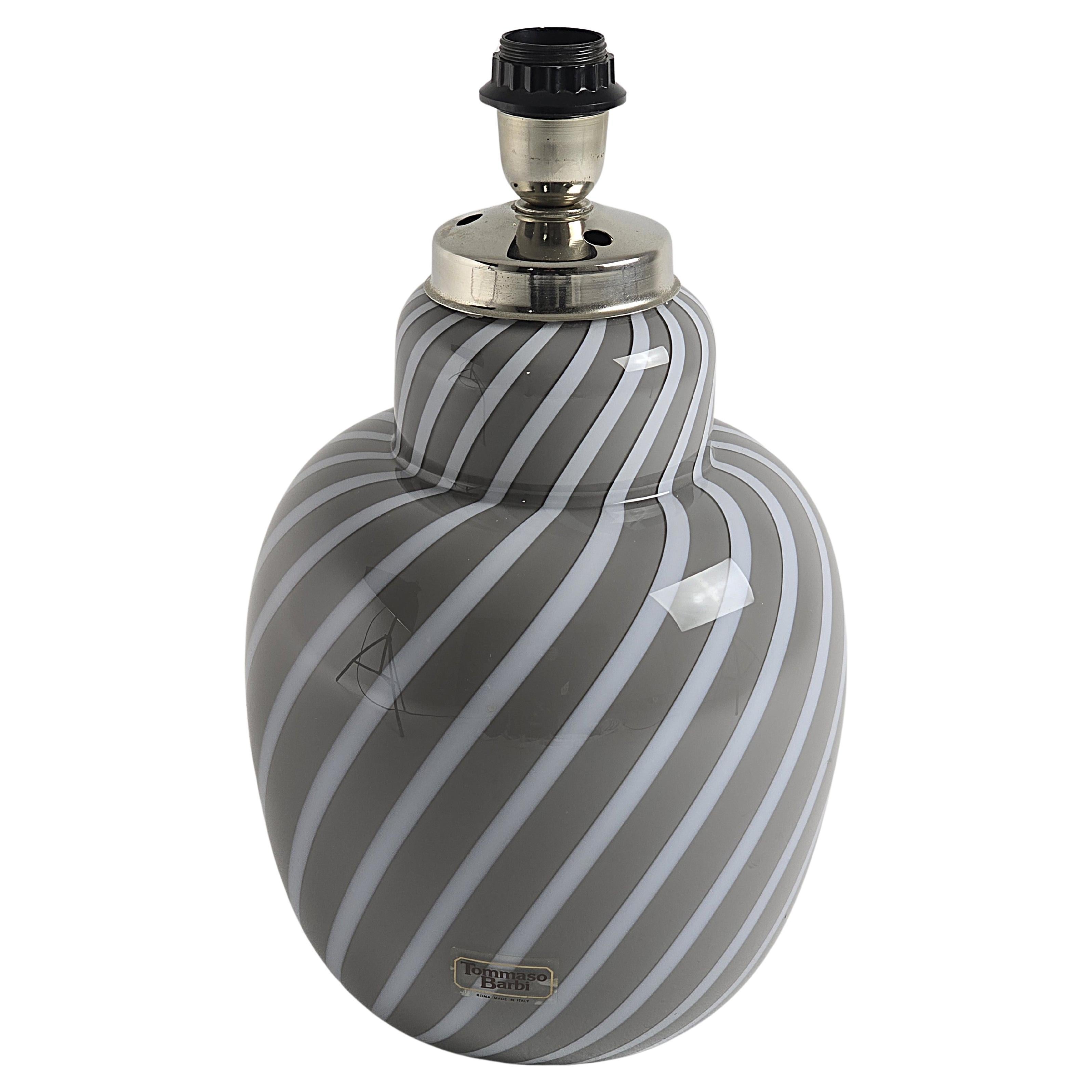 1970s Tomasso Barbi Swirl Pattern Glass Table Lamp , Italy For Sale