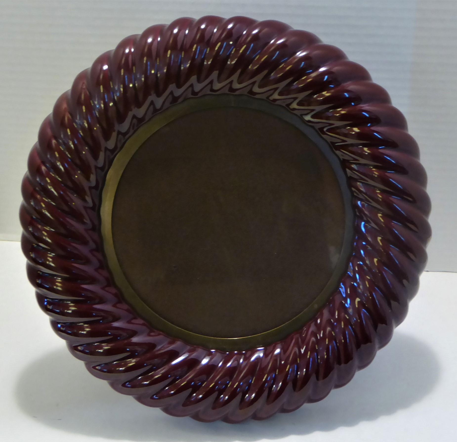 Italian 1970s Tommaso Barbi Ceramic Rope Form n Brass Picture Frame, Italy