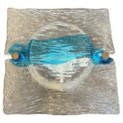 1970s Toni Zuccheri for Venini Corteccia Murano Glass Huge Space Age Wall Sconce