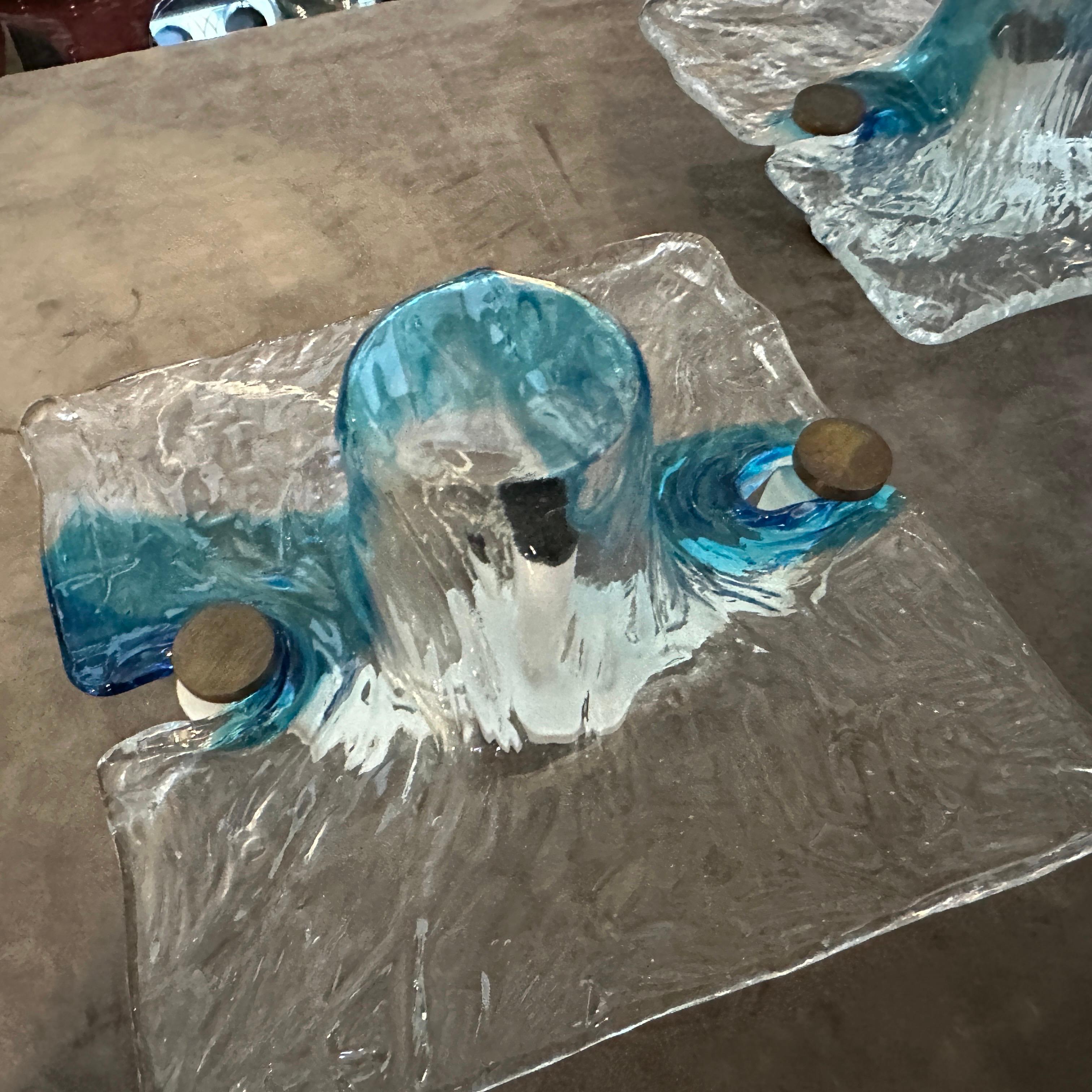 1970er Toni Zuccheri für Venini Space Age Murano Glas Quadratischer Wandleuchter (20. Jahrhundert) im Angebot