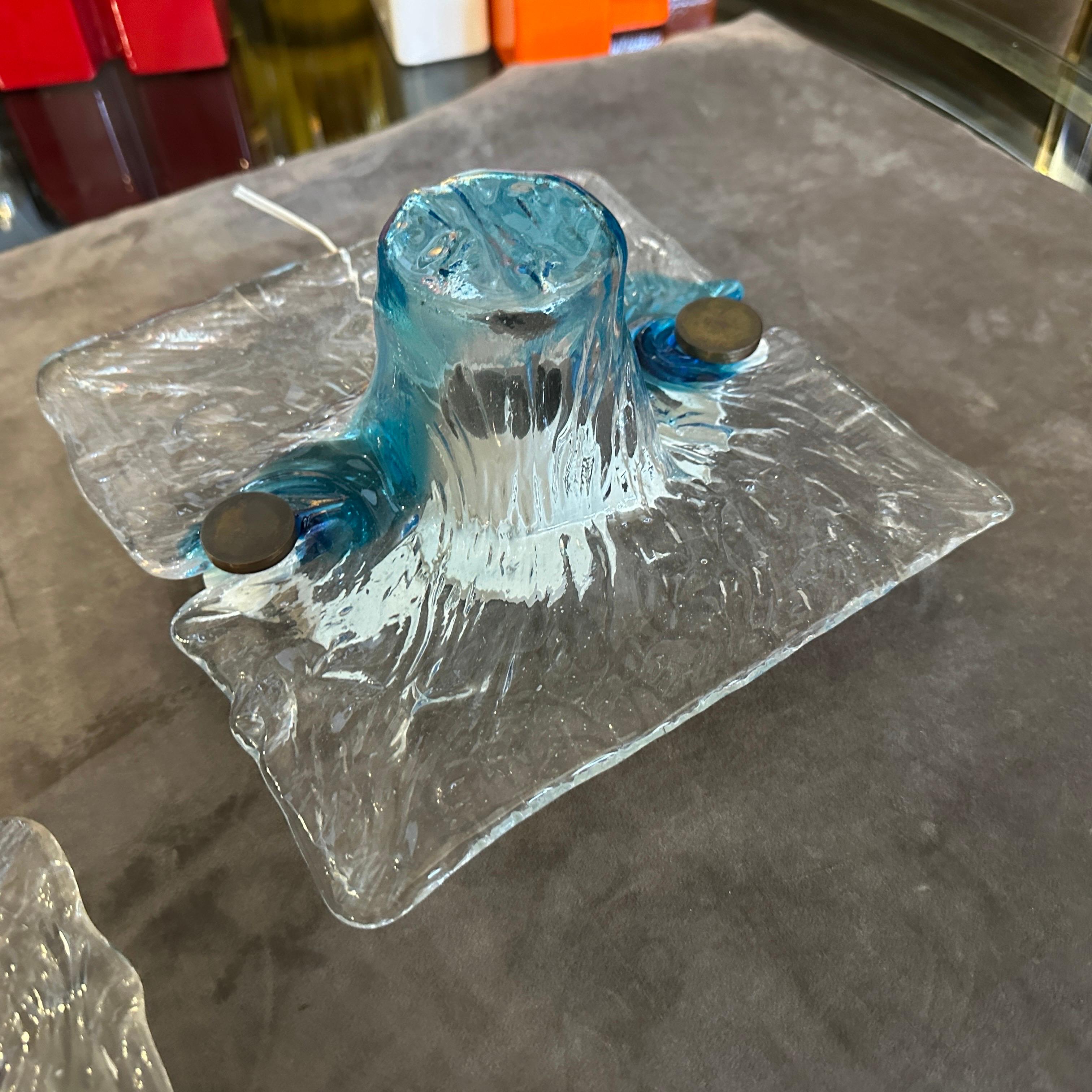 1970er Toni Zuccheri für Venini Space Age Murano Glas Quadratischer Wandleuchter (Metall) im Angebot