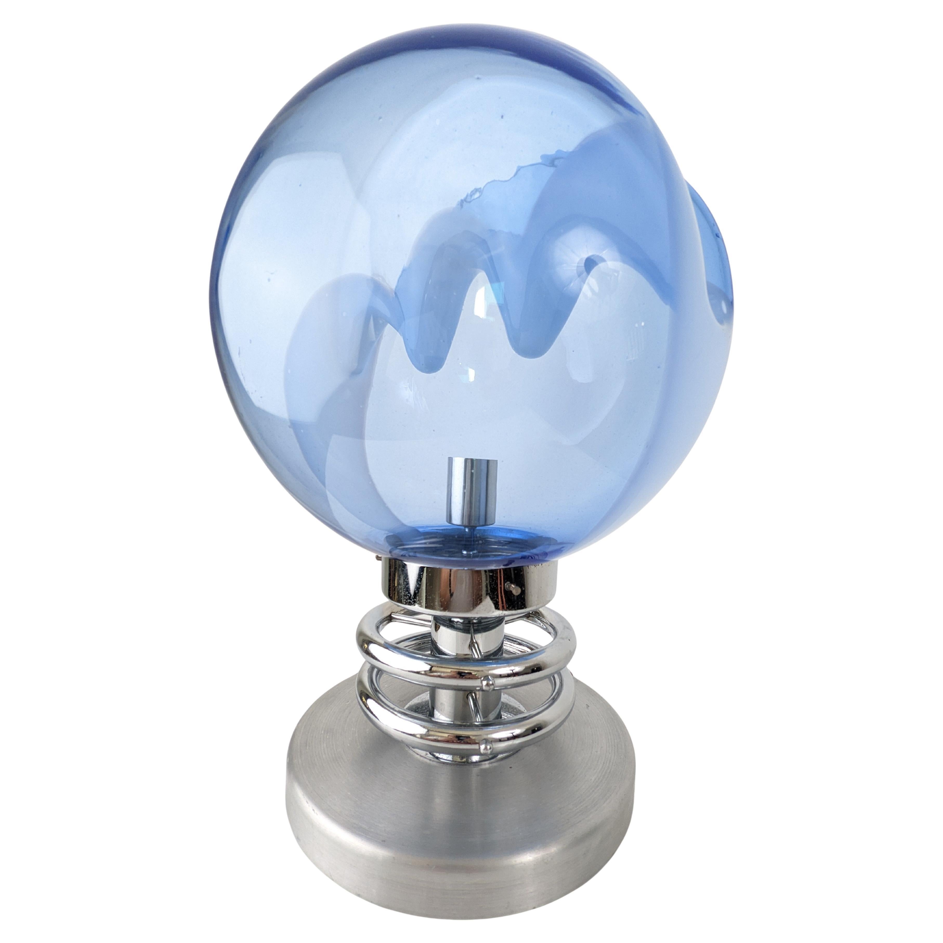 1970s Toni Zuccheri
Membrane
Blue Murano Glass
Chrome Table Lamp