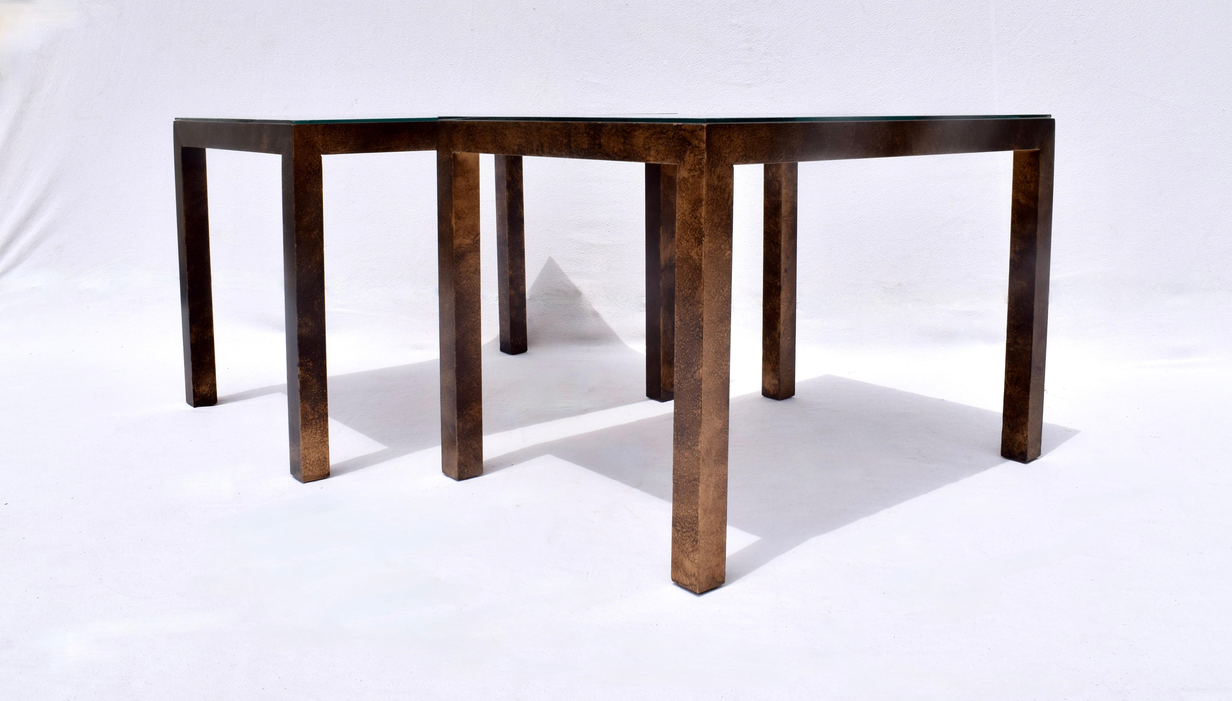 Glass 1970's Tortoise Parsons Side Tables by Lane Furniture Company