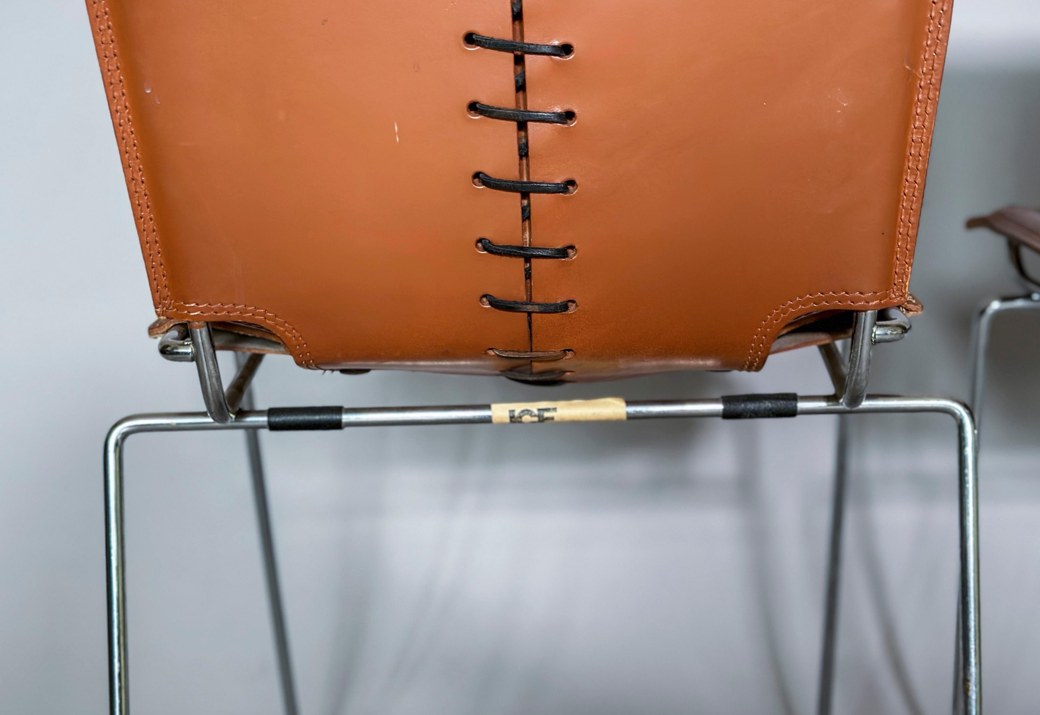 Italian 1970s Toyoda Hiroyuki for ICF Pelle Stacking Leather Chair
