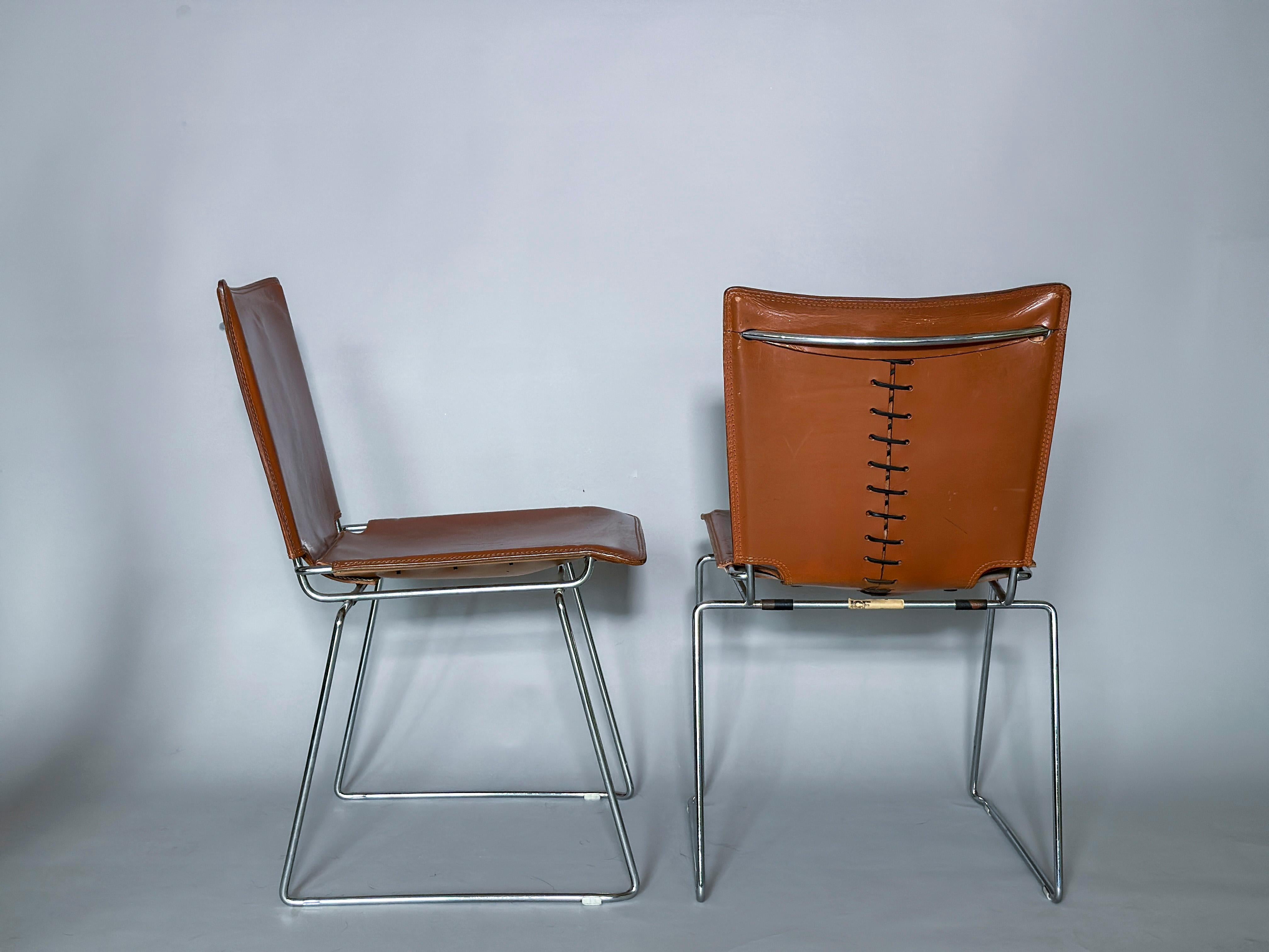 Late 20th Century 1970s Toyoda Hiroyuki for ICF Pelle Stacking Leather Chair
