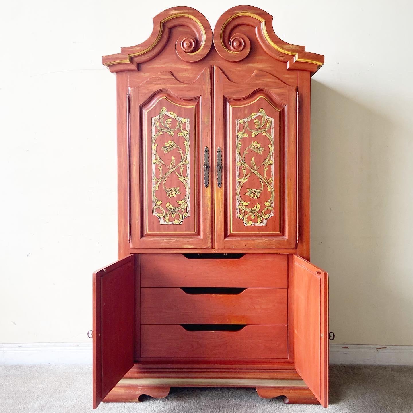 1970s Traditional Farmhouse Wooden Armoire by Thomasville In Good Condition In Delray Beach, FL