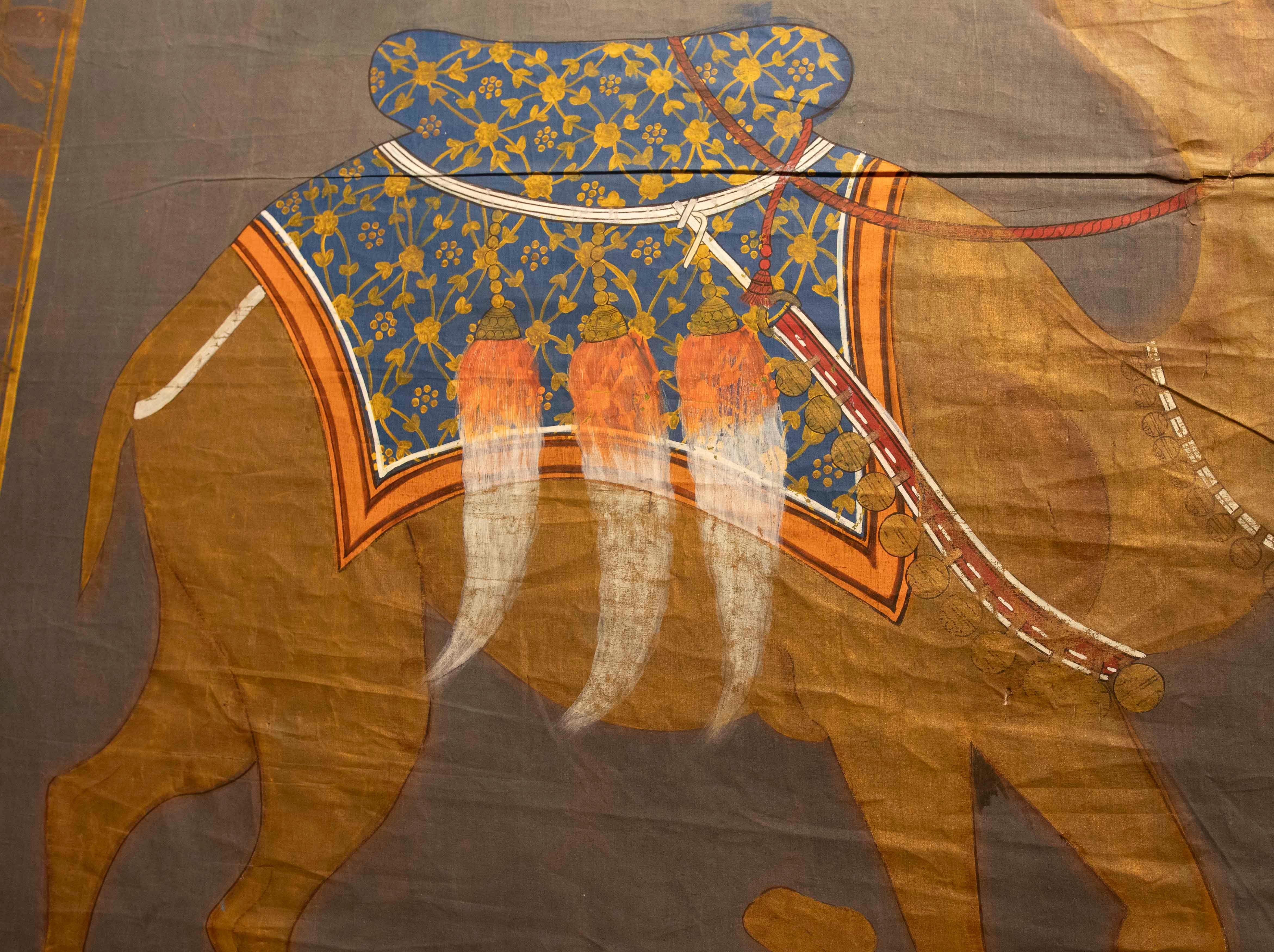 1970s Traditional Indian Painting of a Royal Camel, Rajasthani School In Good Condition For Sale In Marbella, ES