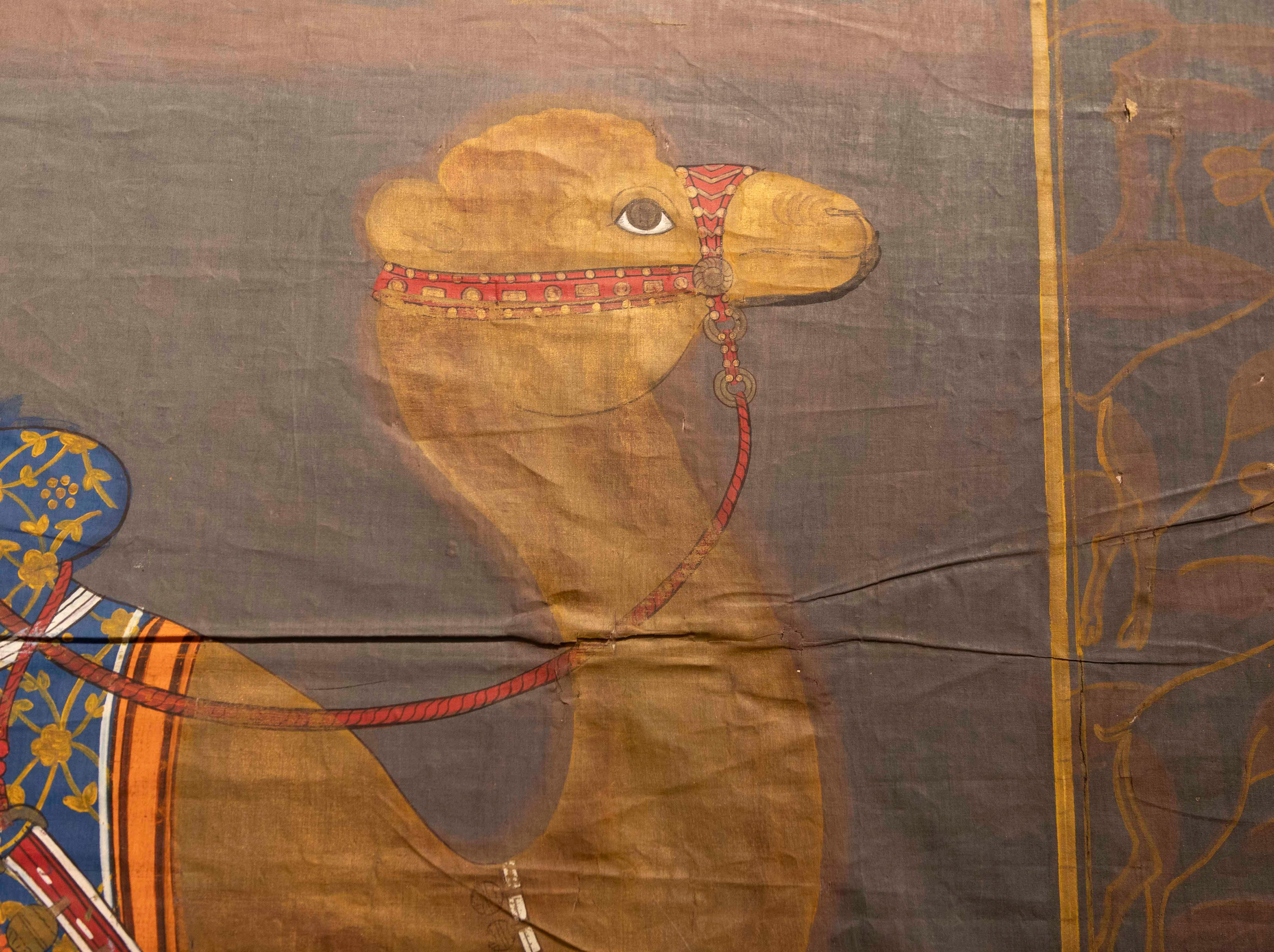 20th Century 1970s Traditional Indian Painting of a Royal Camel, Rajasthani School For Sale