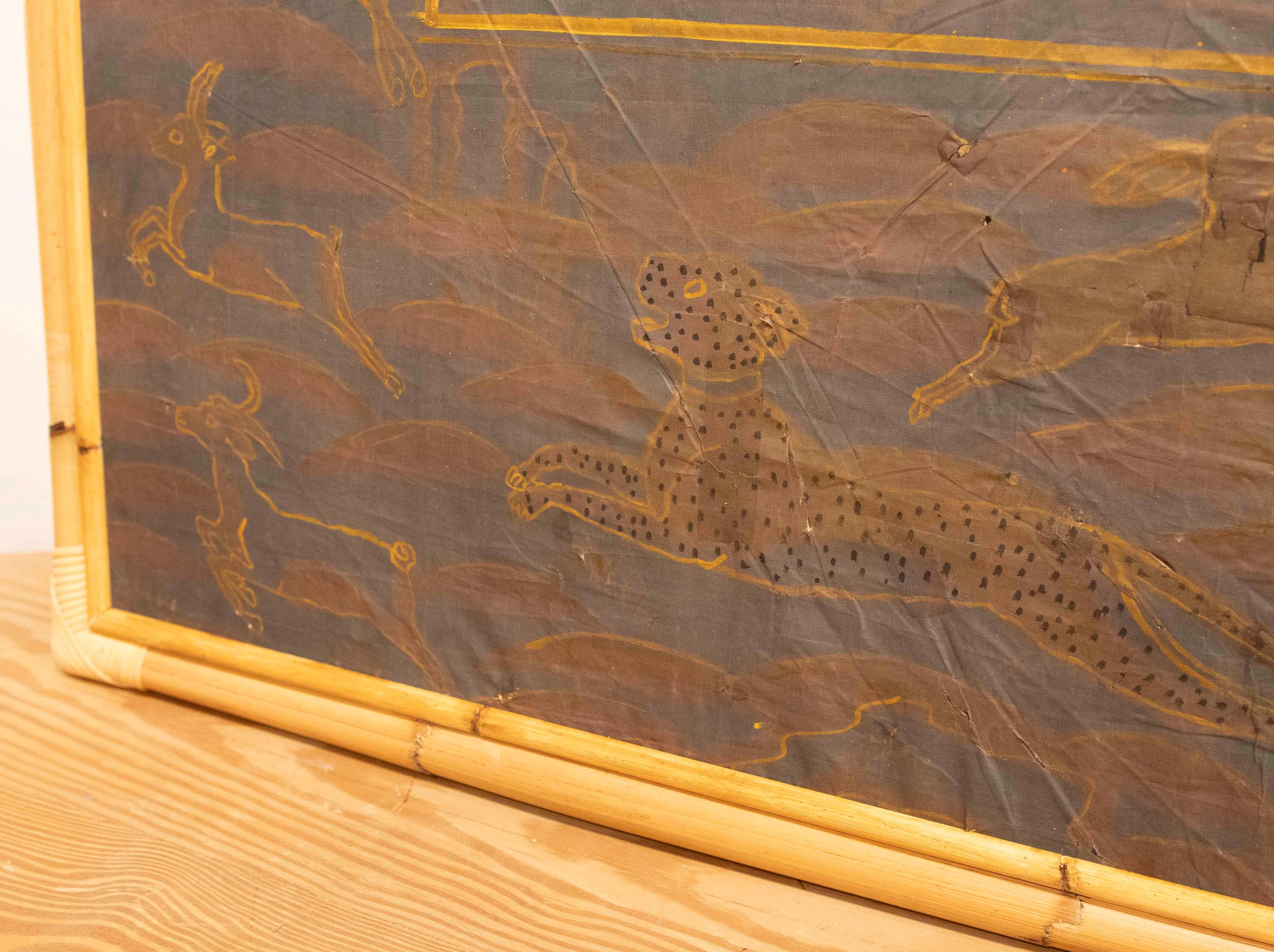 Fabric 1970s Traditional Indian Painting of a Royal Camel, Rajasthani School For Sale