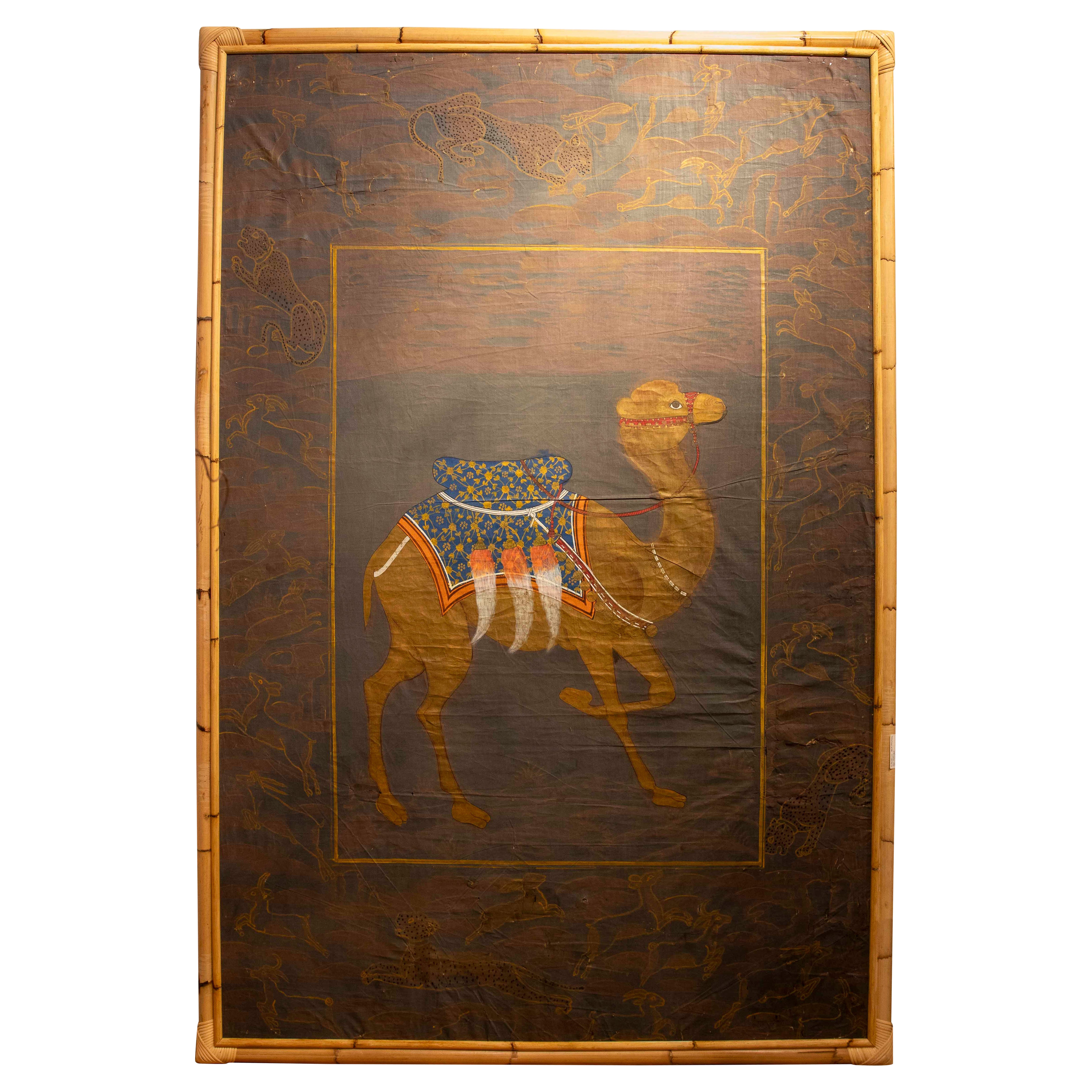 1970s Traditional Indian Painting of a Royal Camel, Rajasthani School