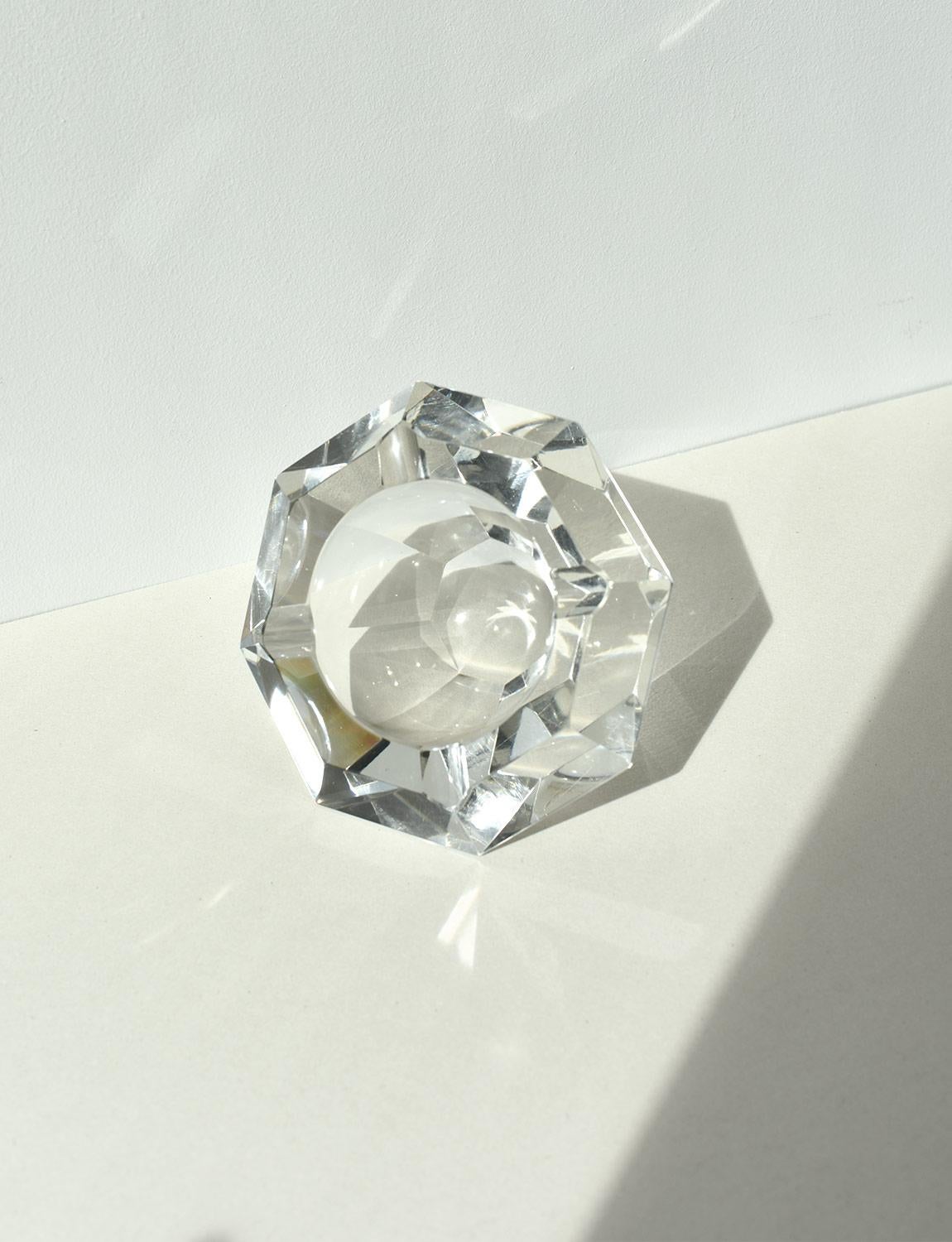 Fin du 20e siècle Bol géométrique transparent en verre de Murano des années 1970 en vente