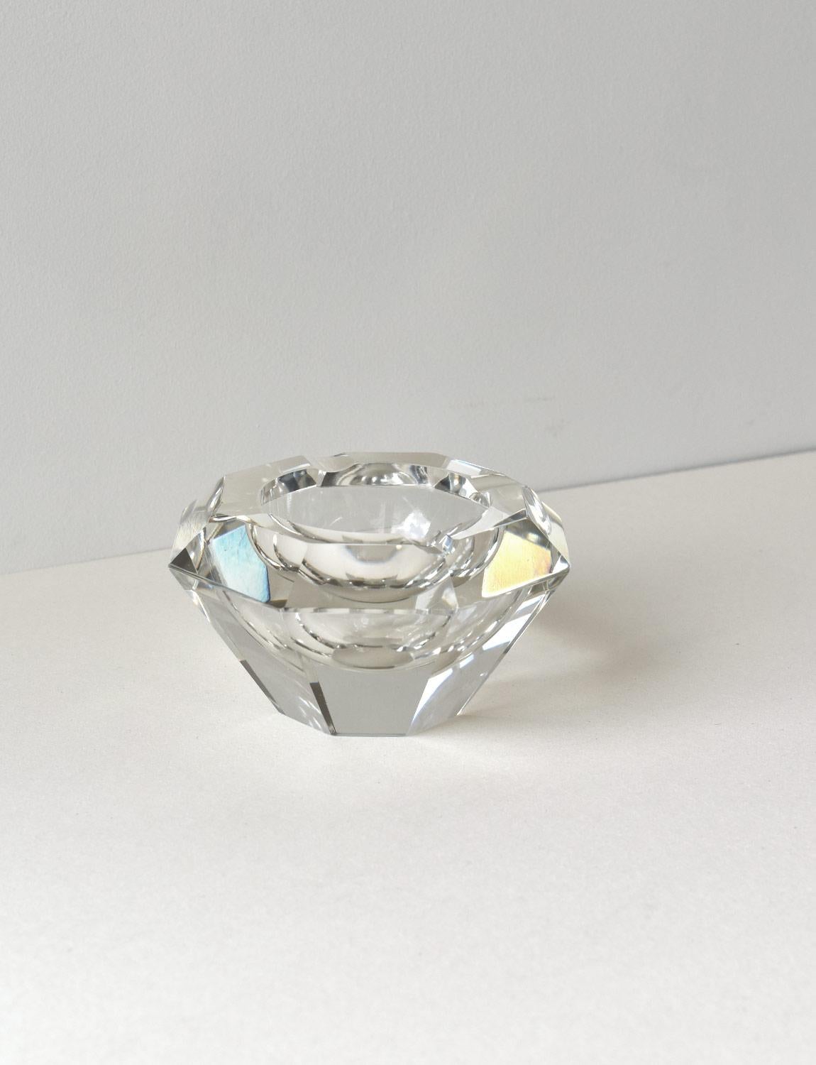 1970s Transparent Geometric Murano Glass Bowl For Sale 1