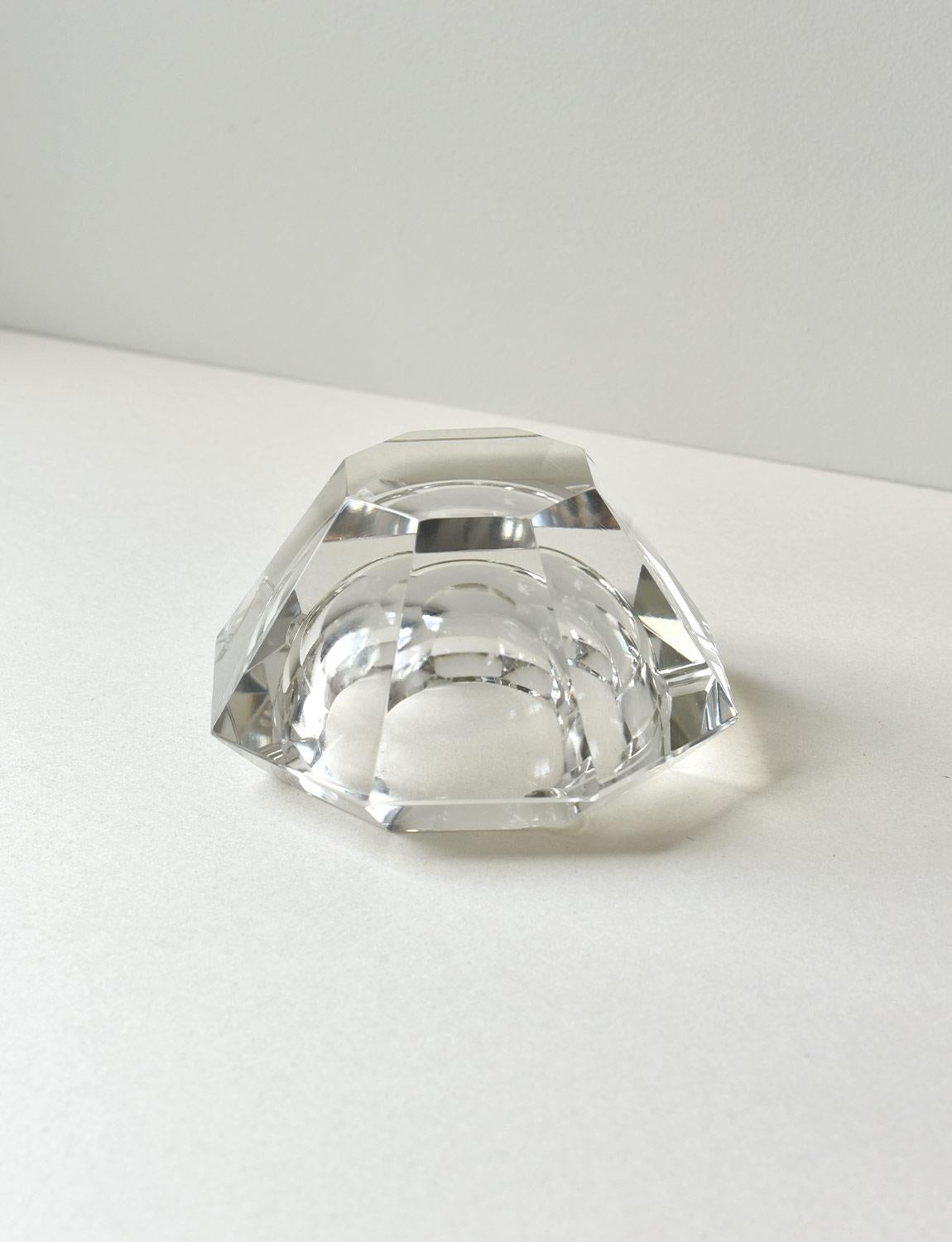 1970s Transparent Geometric Murano Glass Bowl For Sale 2