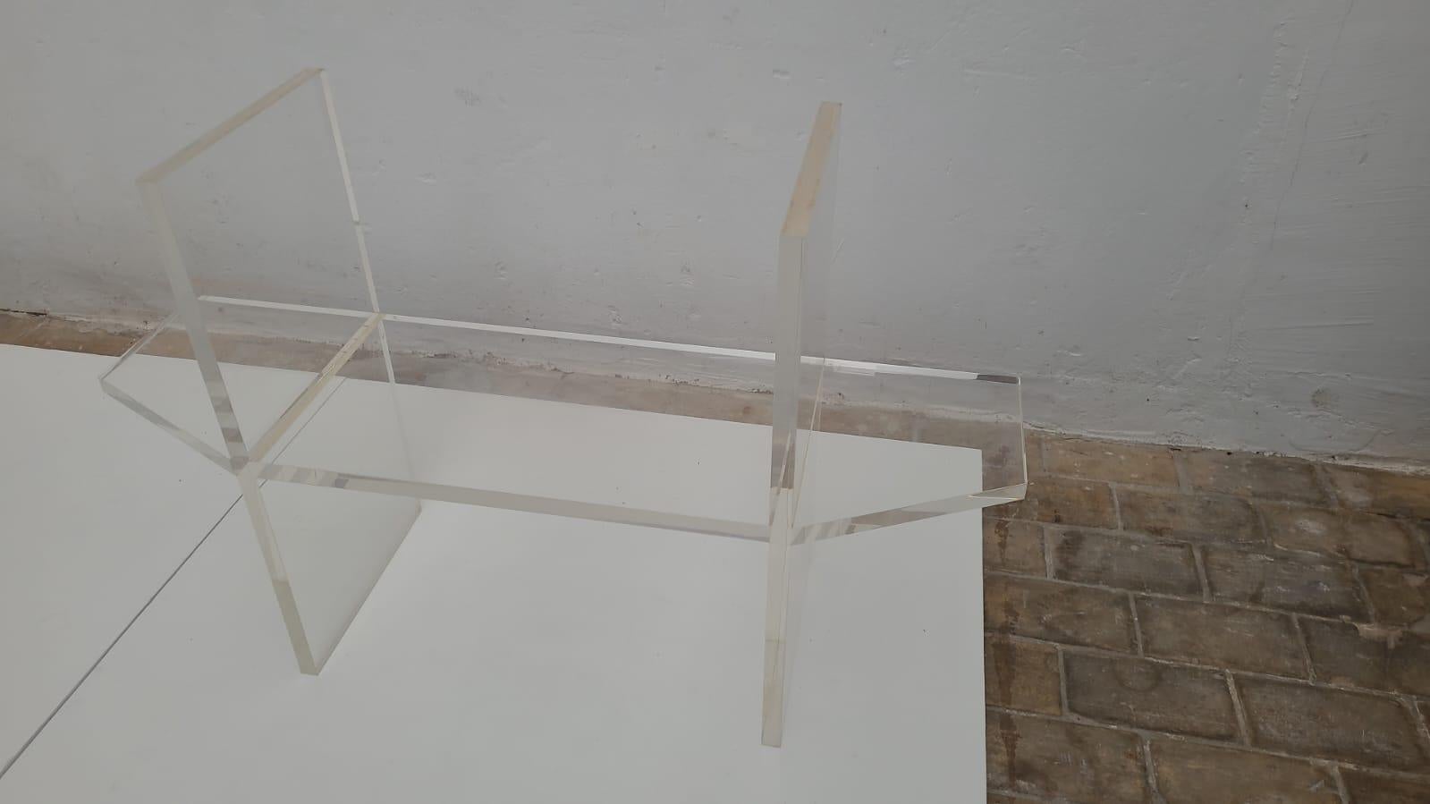 1970's Trapezoid Lucite & Glass Console Table In The Manner of Pierre Vandel For Sale 8