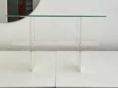 1970's Trapezoid Lucite & Glass Console Table In The Manner of Pierre Vandel