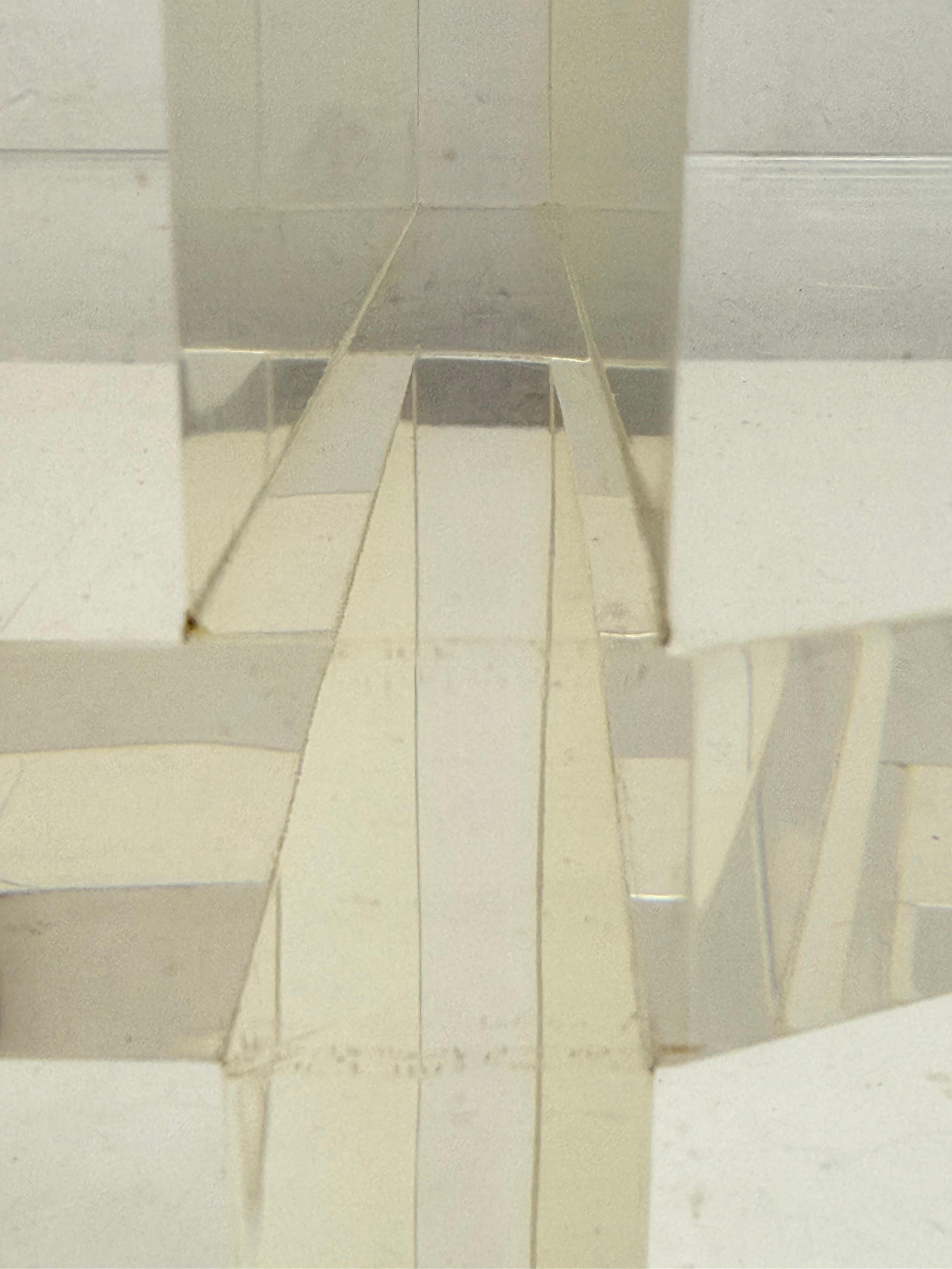 French 1970's Trapezoid Lucite & Glass Console Table In The Manner of Pierre Vandel For Sale