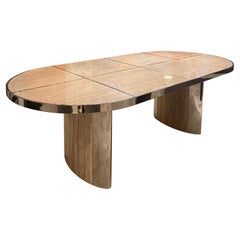 1970s Travertin and Chrome Dinning Table