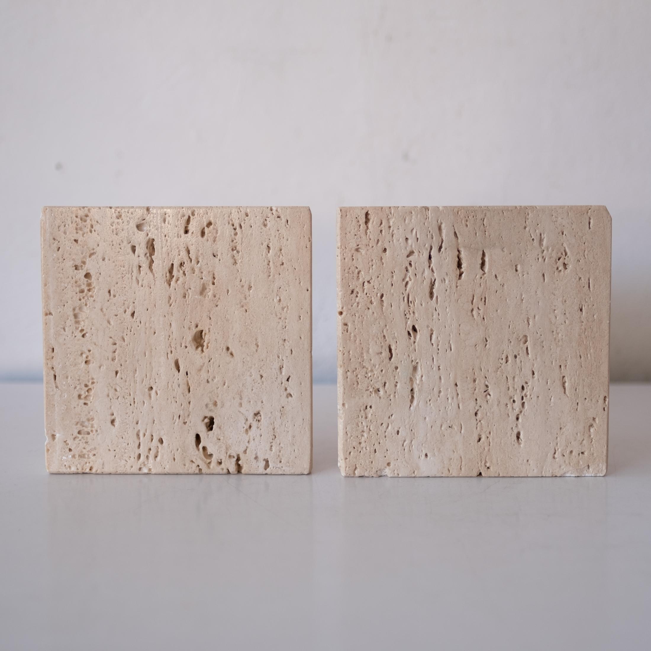 1970s Travertine Bookends by Marble Art Italy 4