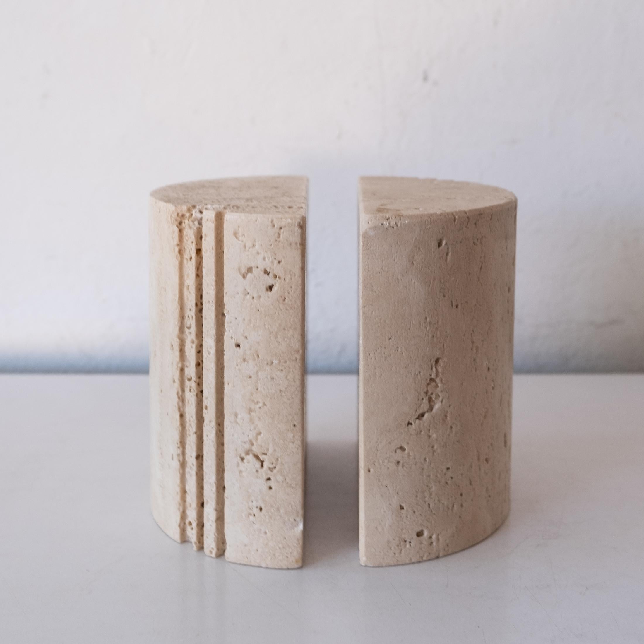 Paper 1970s Travertine Bookends by Marble Art Italy