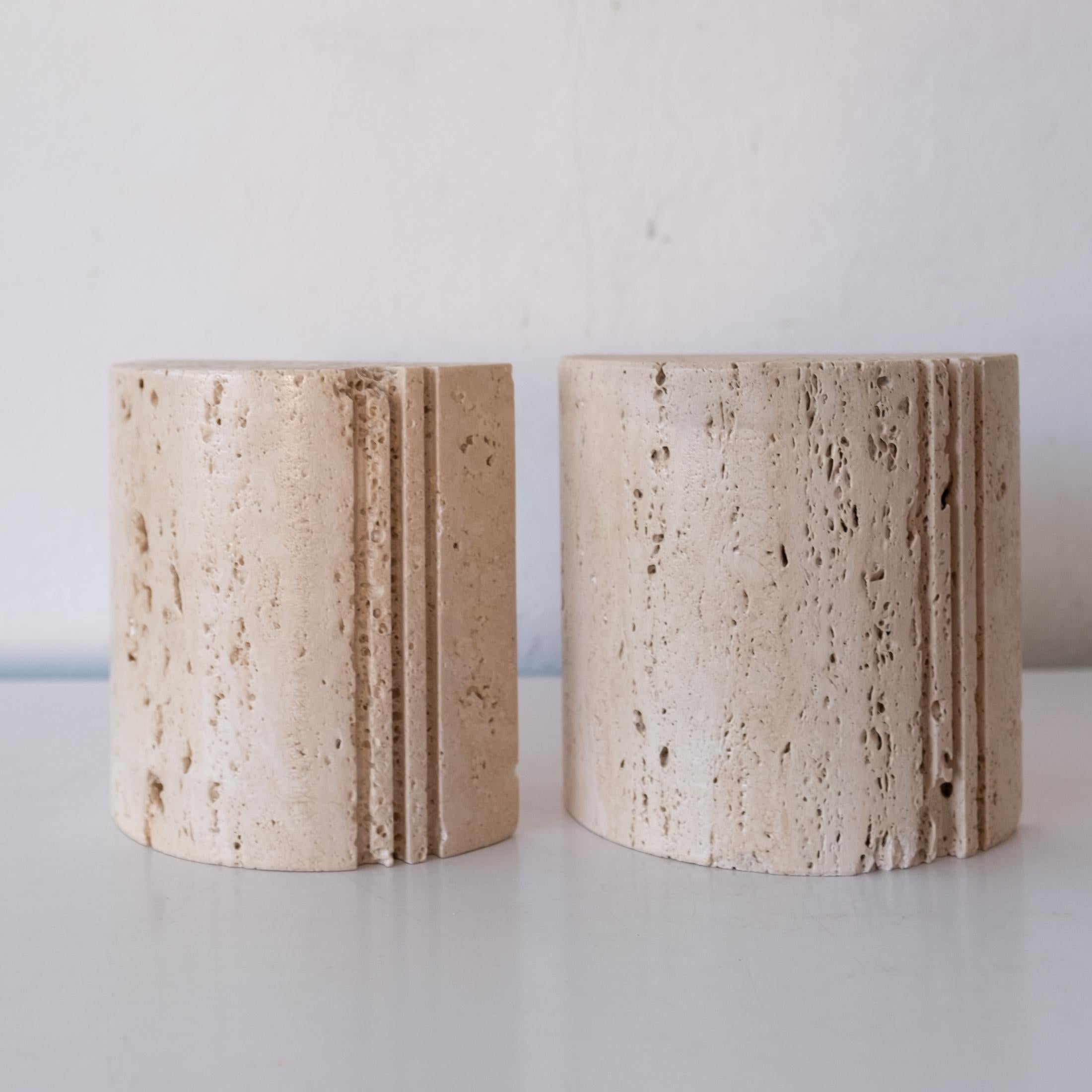 1970s Travertine Bookends by Marble Art Italy 1