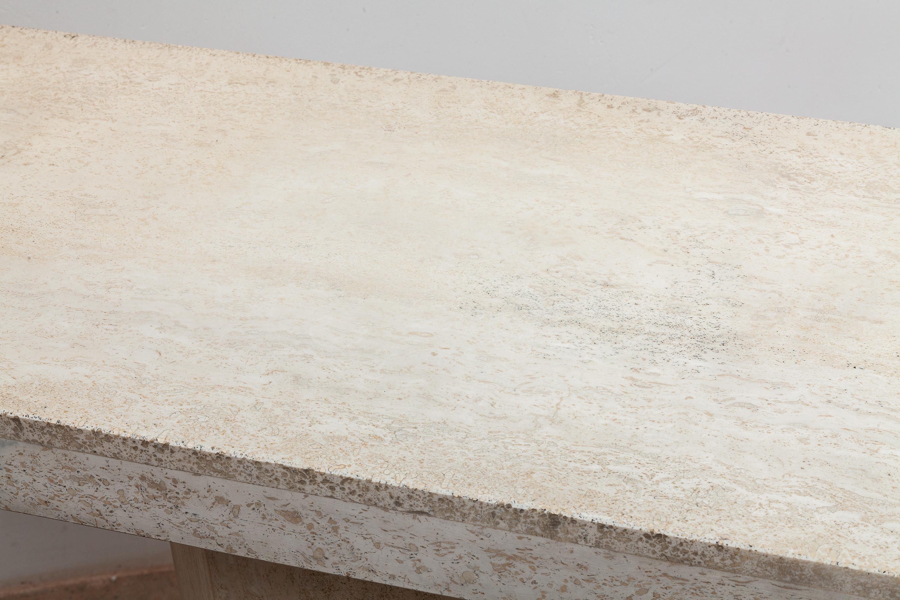 Hand-Crafted 1970s Travertine Console, Italy