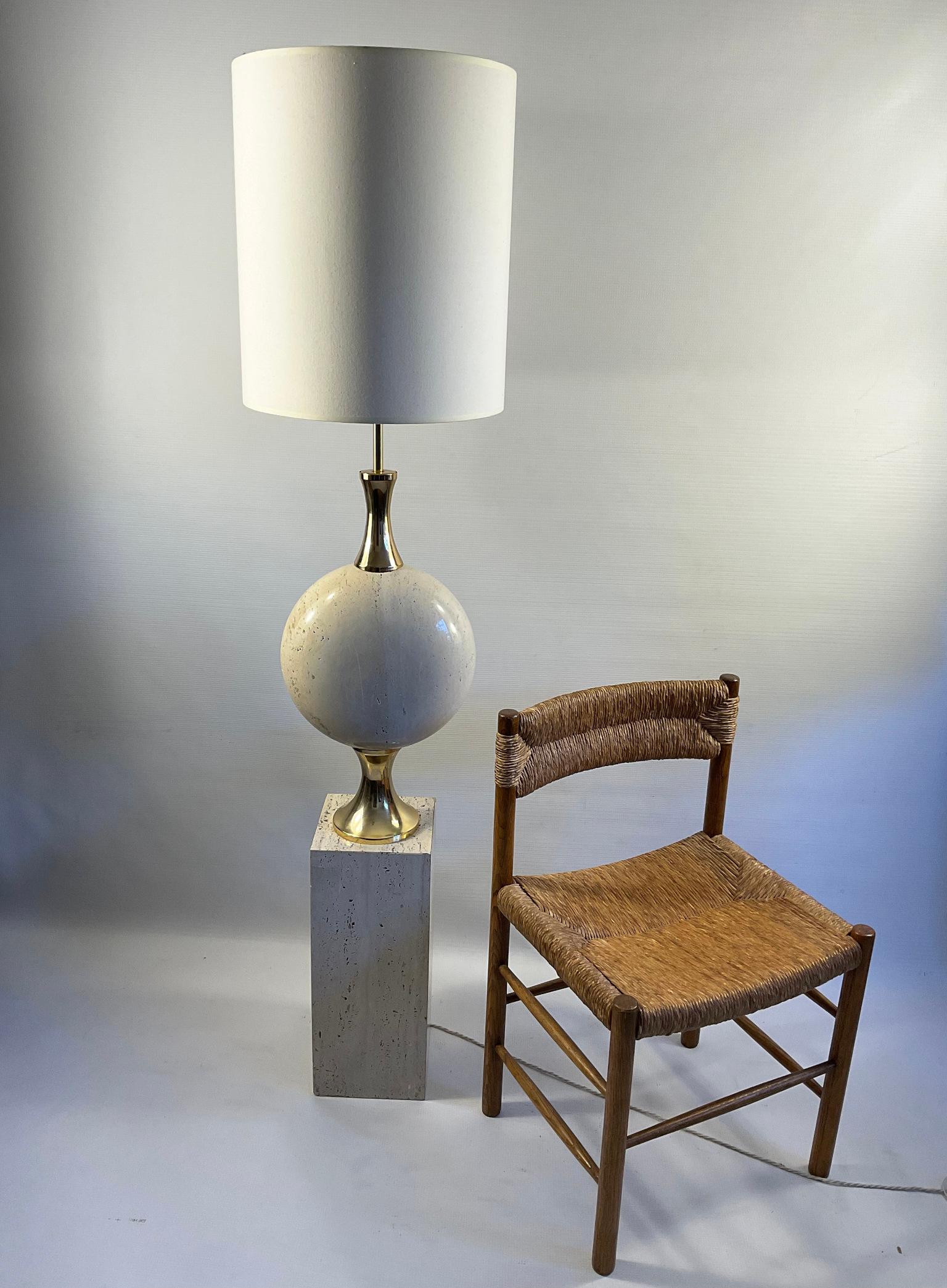 1970s Travertine Floor Lamp by Philippe Barbier for Maison Barbier Paris France For Sale 3