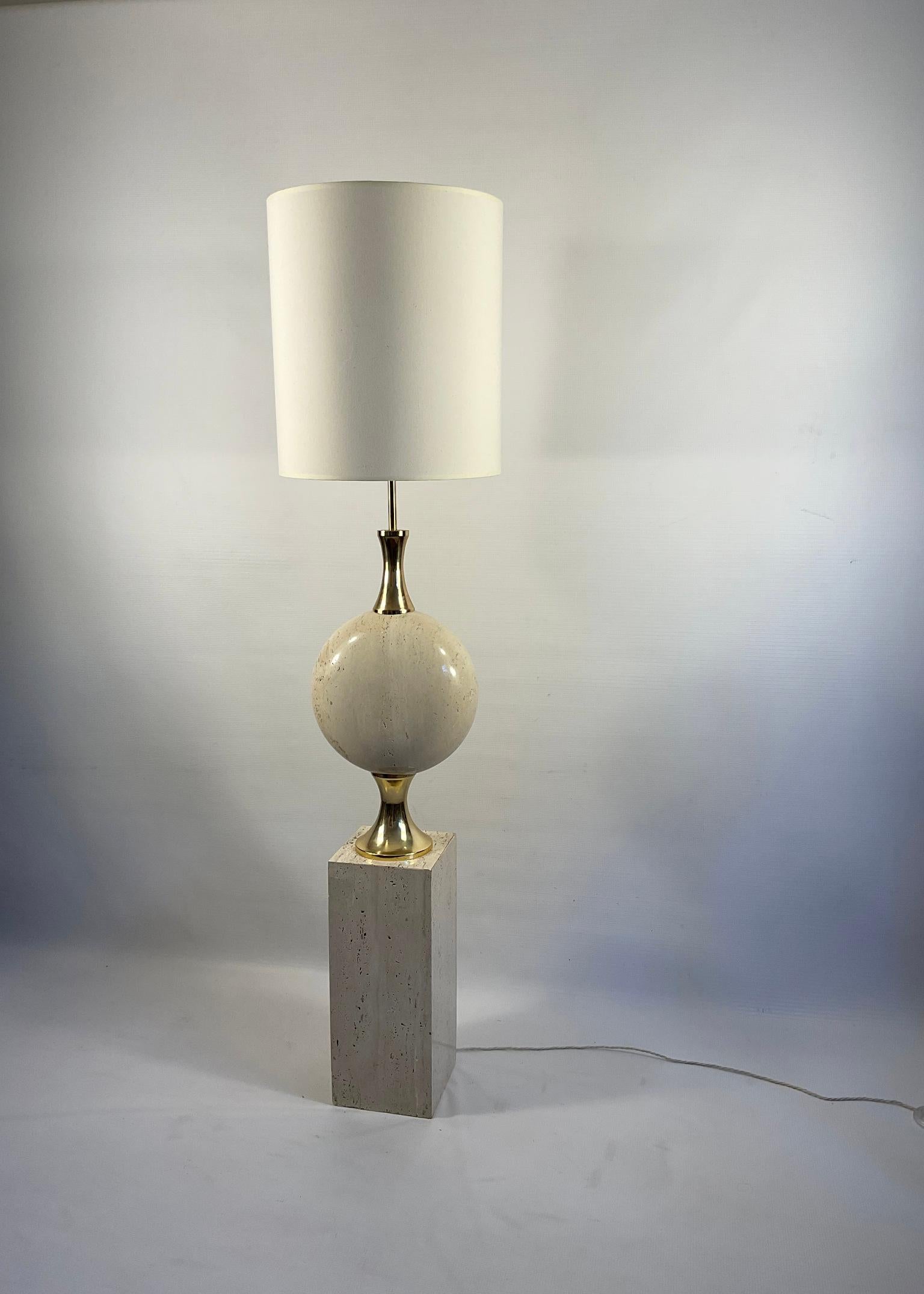 1970s Travertine Floor Lamp by Philippe Barbier for Maison Barbier Paris France For Sale 6
