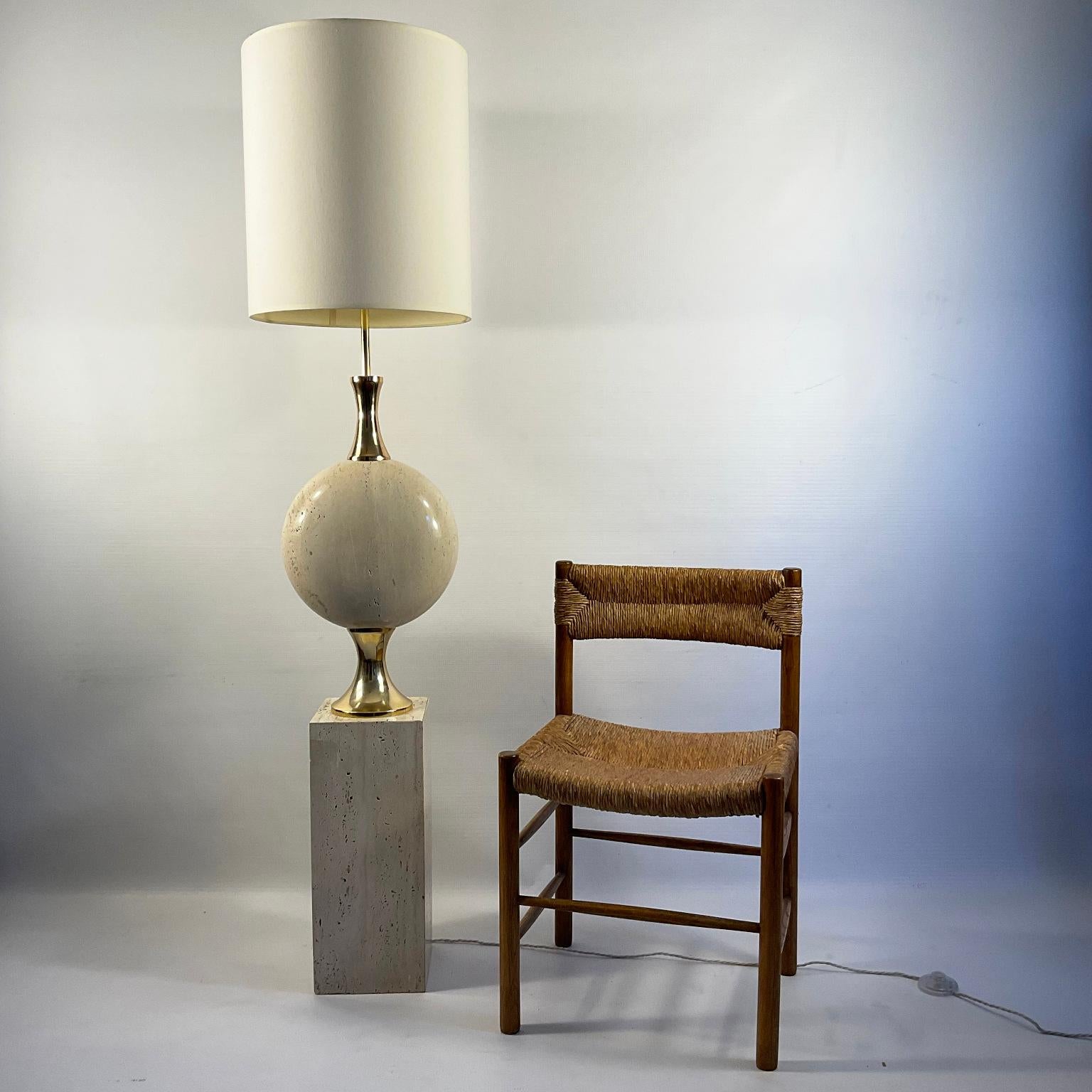 20th Century 1970s Travertine Floor Lamp by Philippe Barbier for Maison Barbier Paris France For Sale