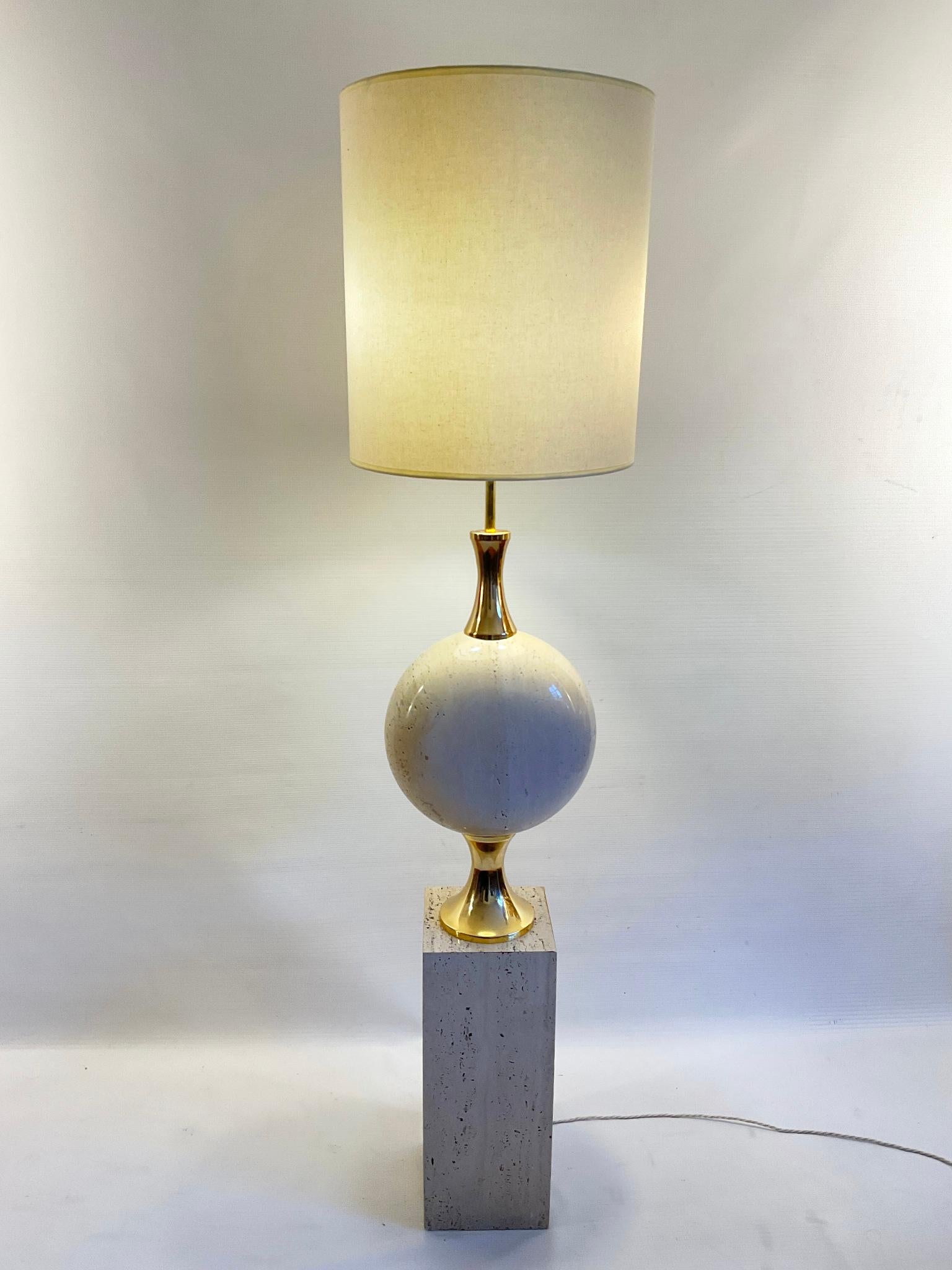 1970s Travertine Floor Lamp by Philippe Barbier for Maison Barbier Paris France For Sale 2