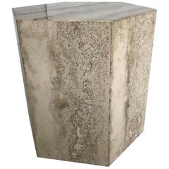 1970s Travertine Hexagon Side Table