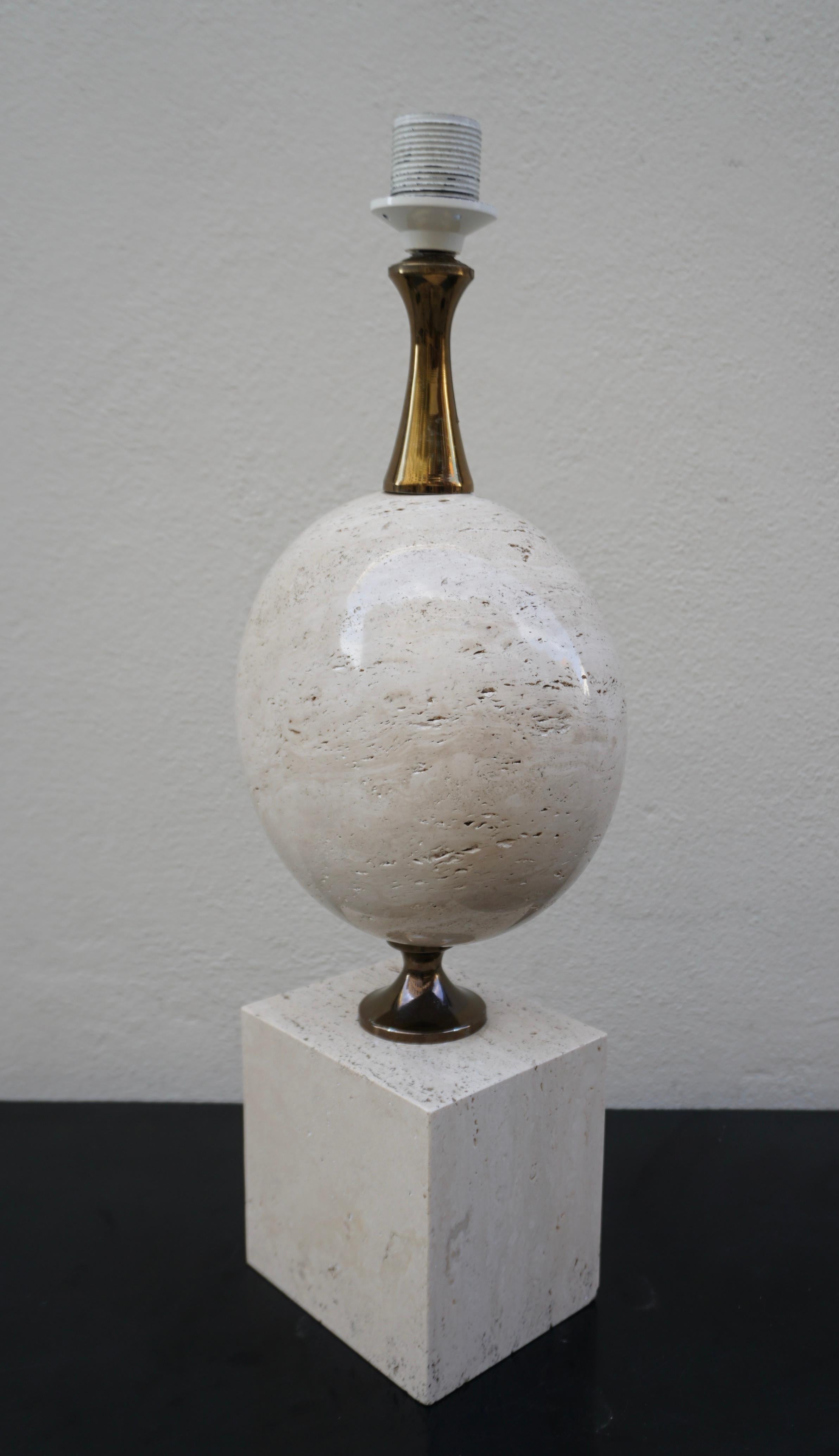 1970s Travertine Lamp by Philippe Barbier for Maison Barbier Paris France In Good Condition For Sale In Antwerp, BE