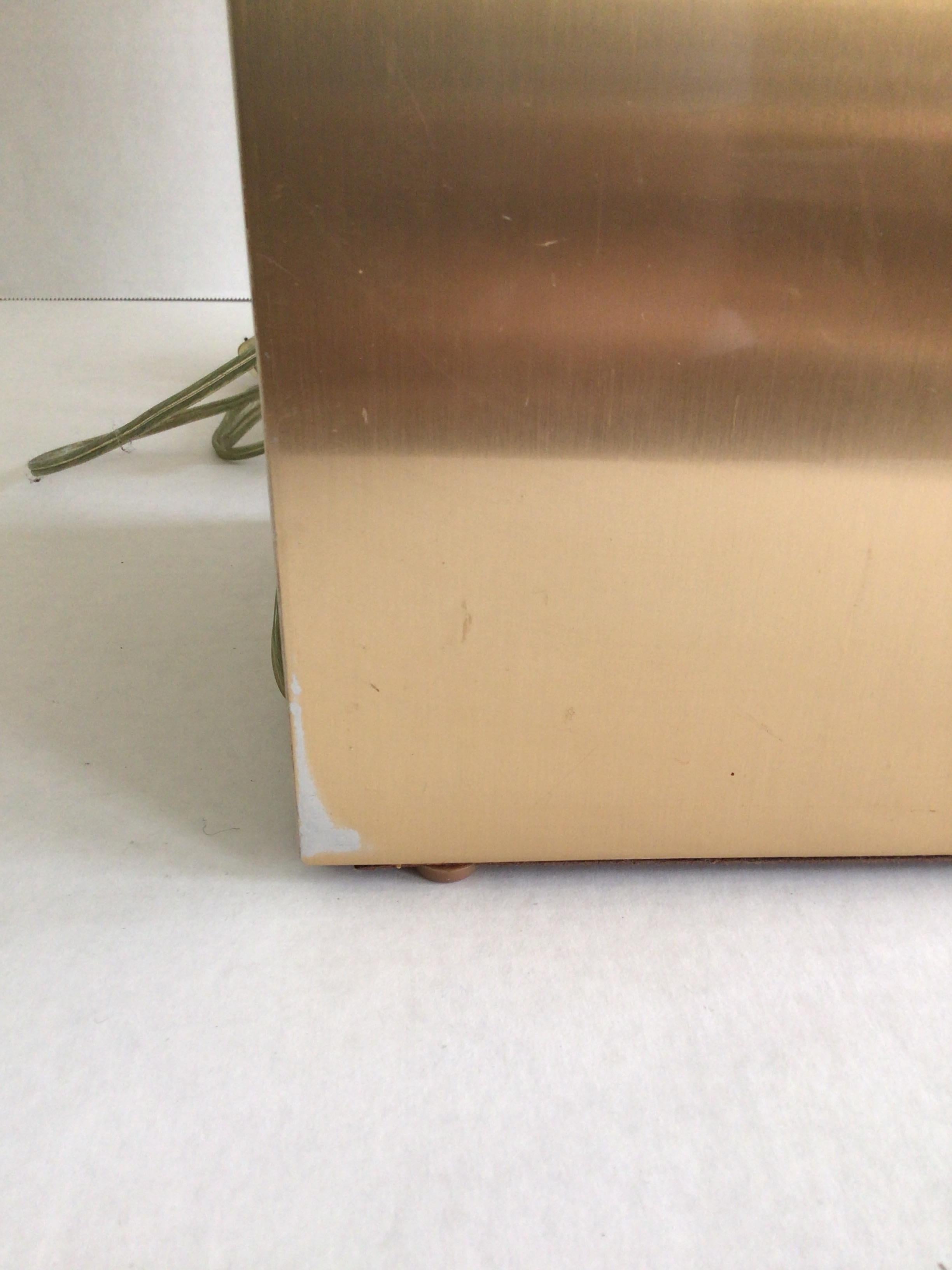 1970s Travertine Marble and Brass Column Table Lamp For Sale 7